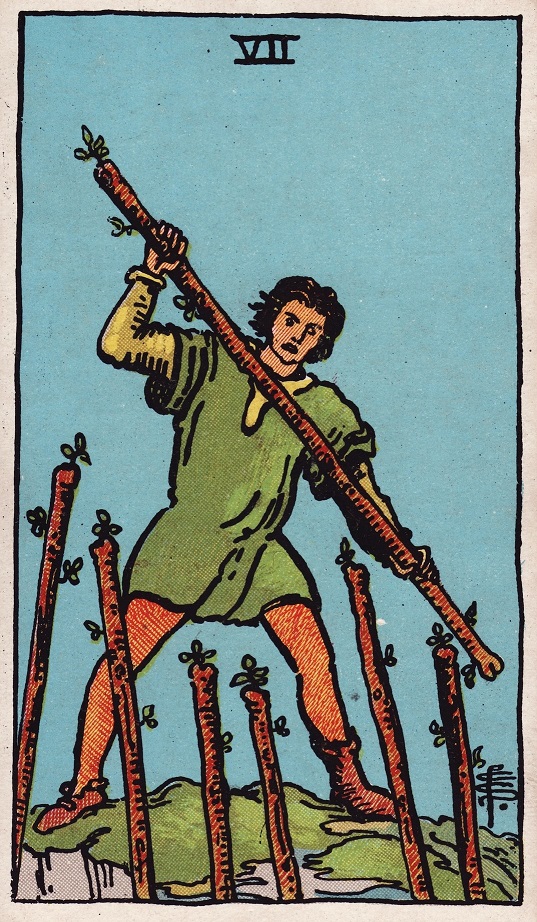 Seven of Wands Tarot Card Upright Meaning