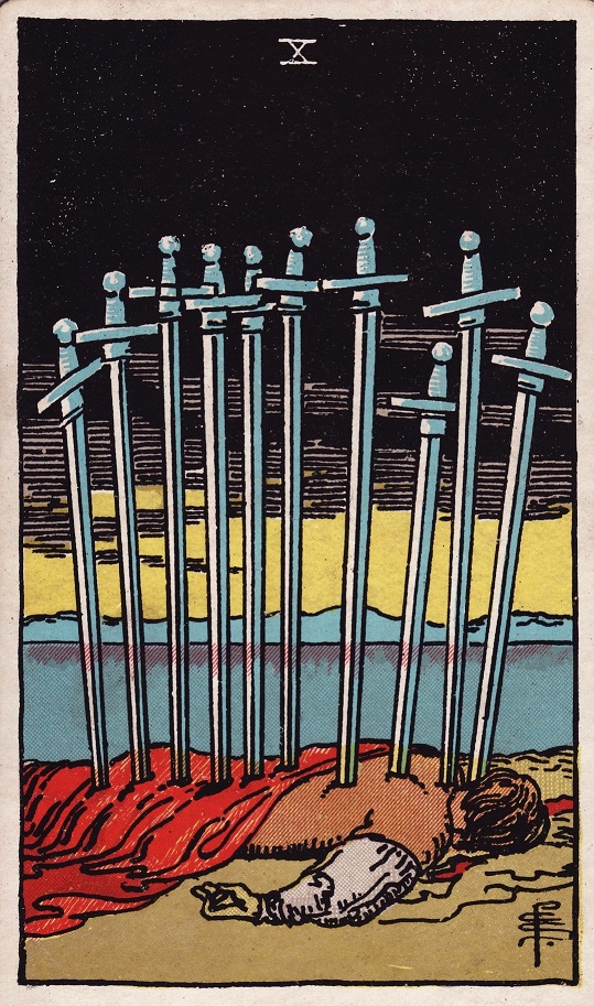 Ten of Swords Tarot Card Upright Meaning