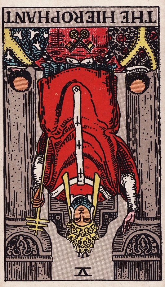 The Hierophant Reversed AND Five Of Cups Tarot Cards Meaning