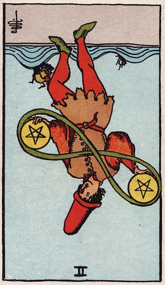 Two of Pentacles Tarot Card Reversed Meaning