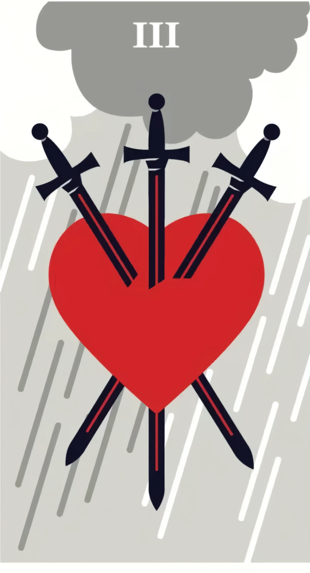 Three of Swords Tarot Card Art Modern Way Deck