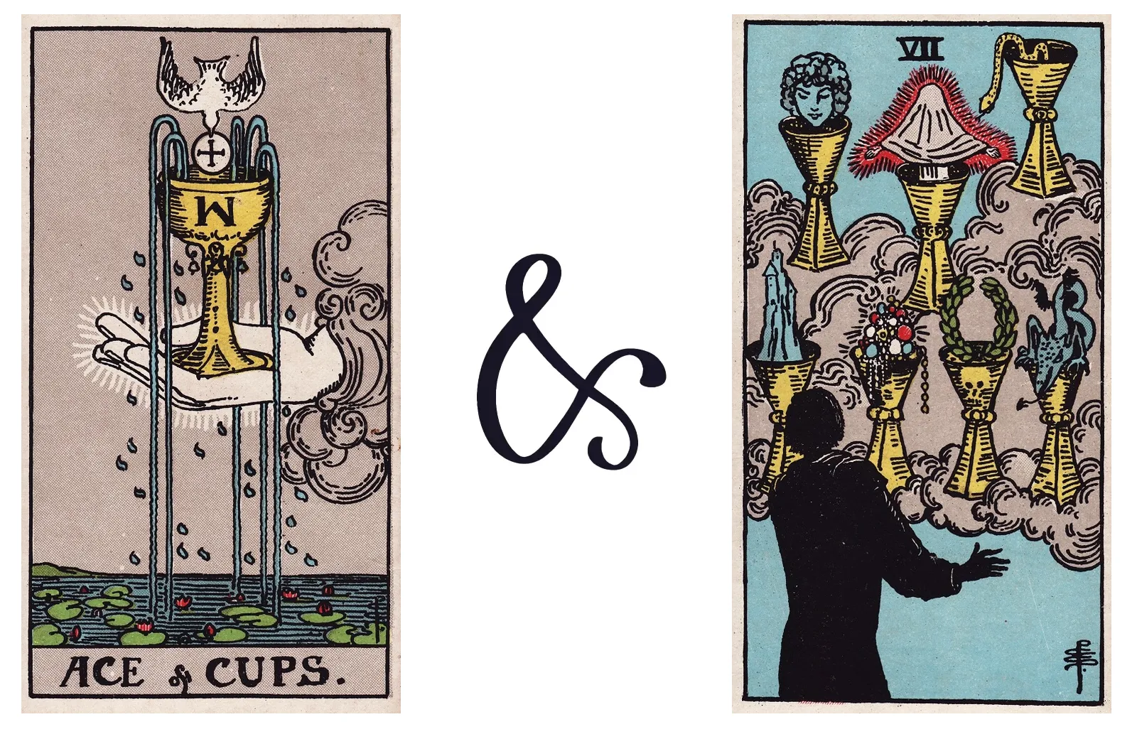Ace of Cups and Seven of Cups
