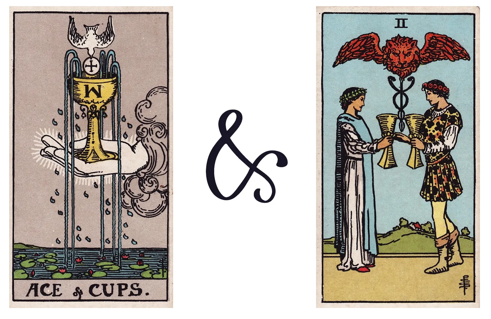 Ace of Cups and Two of Cups