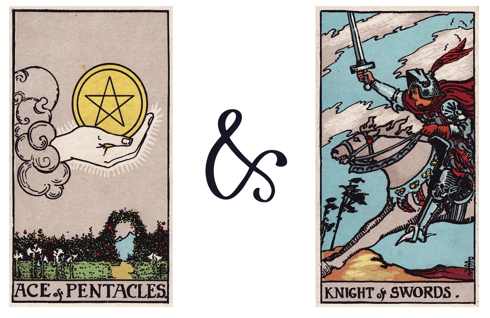 Ace of Pentacles and Knight of Swords