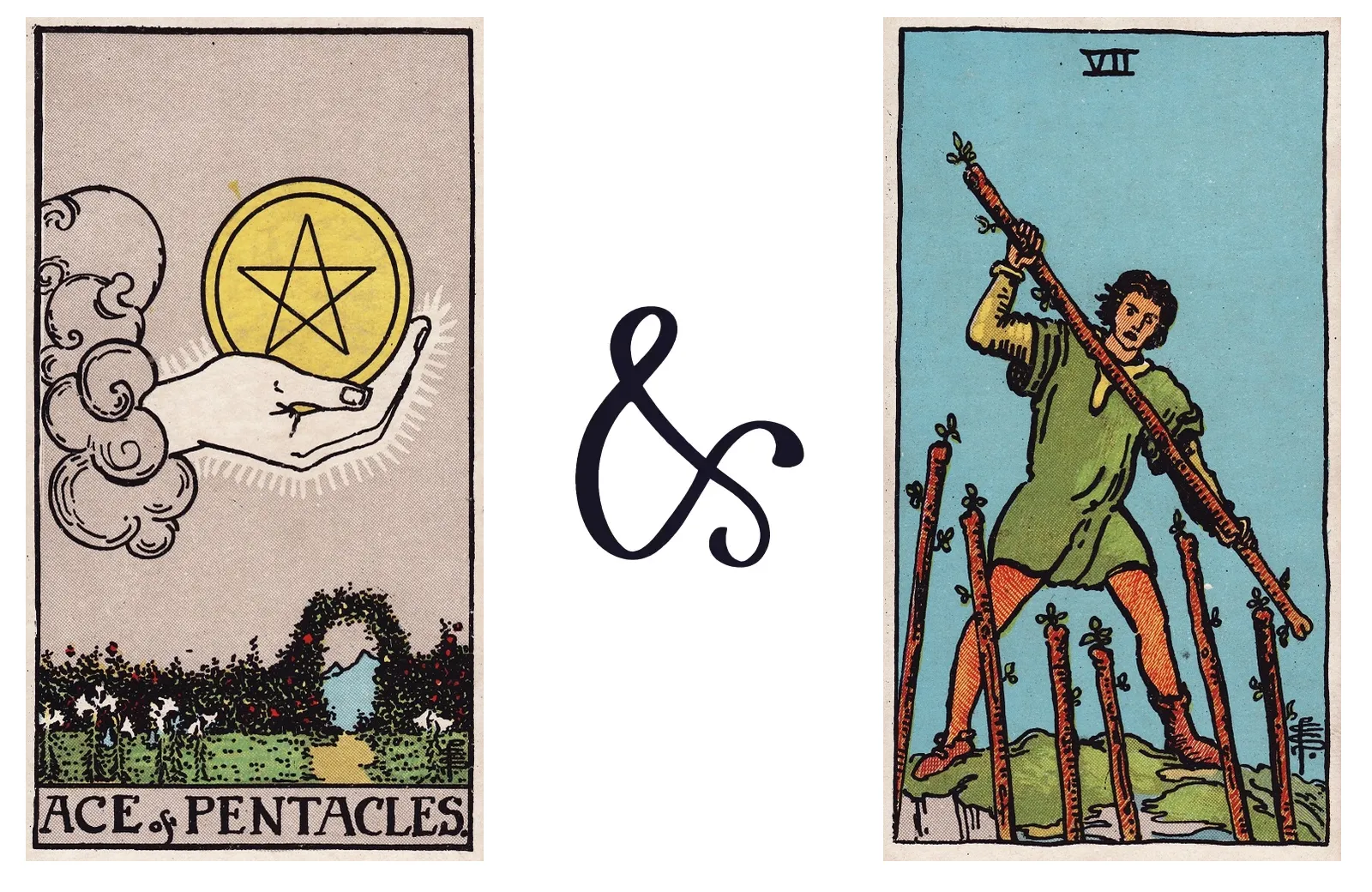 Ace of Pentacles and Seven of Wands