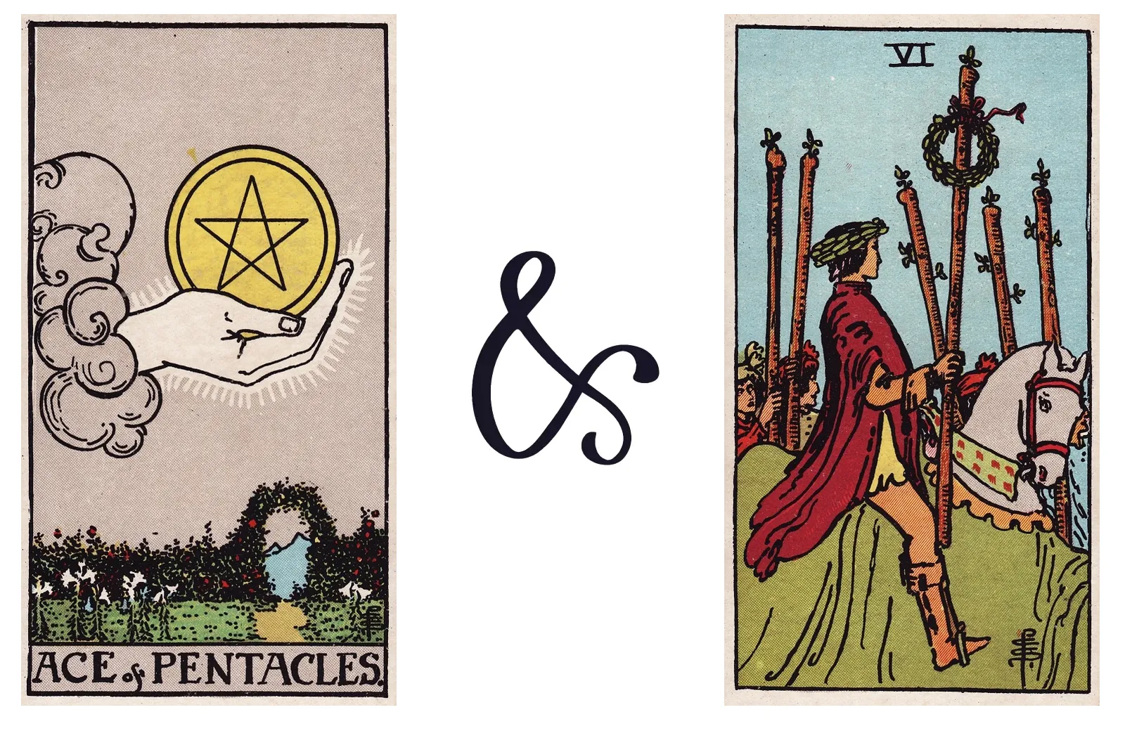 Ace of Pentacles and Six of Wands