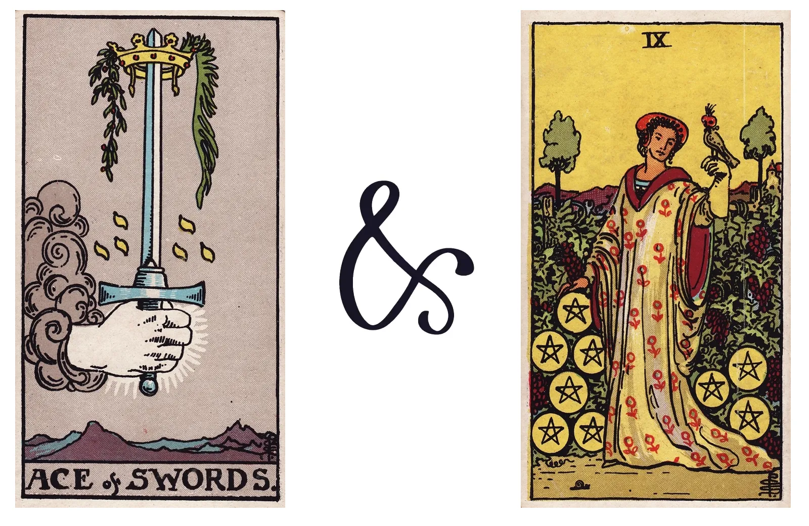 Ace of Swords and Nine of Pentacles