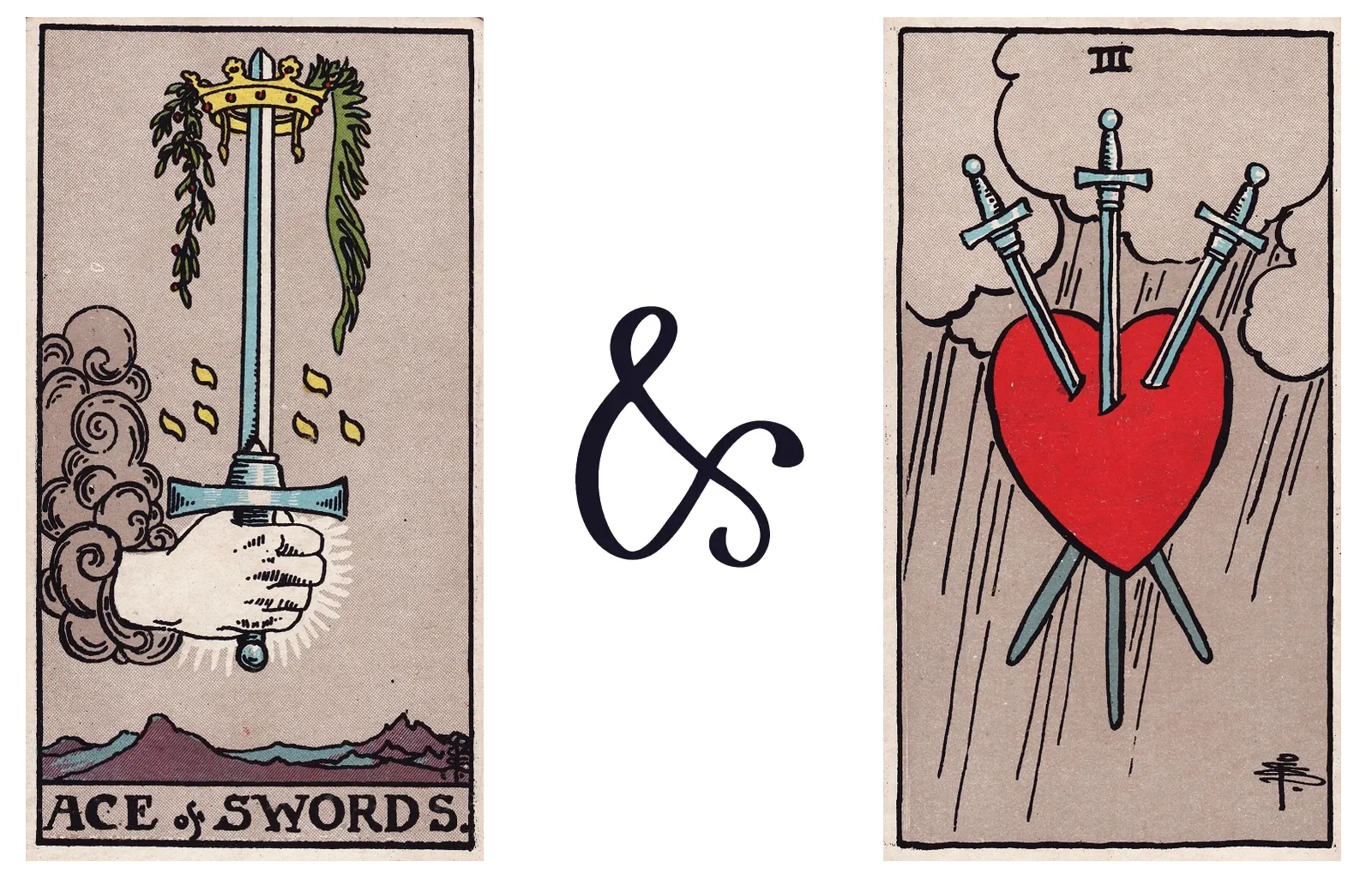 Ace of Swords and Three of Swords