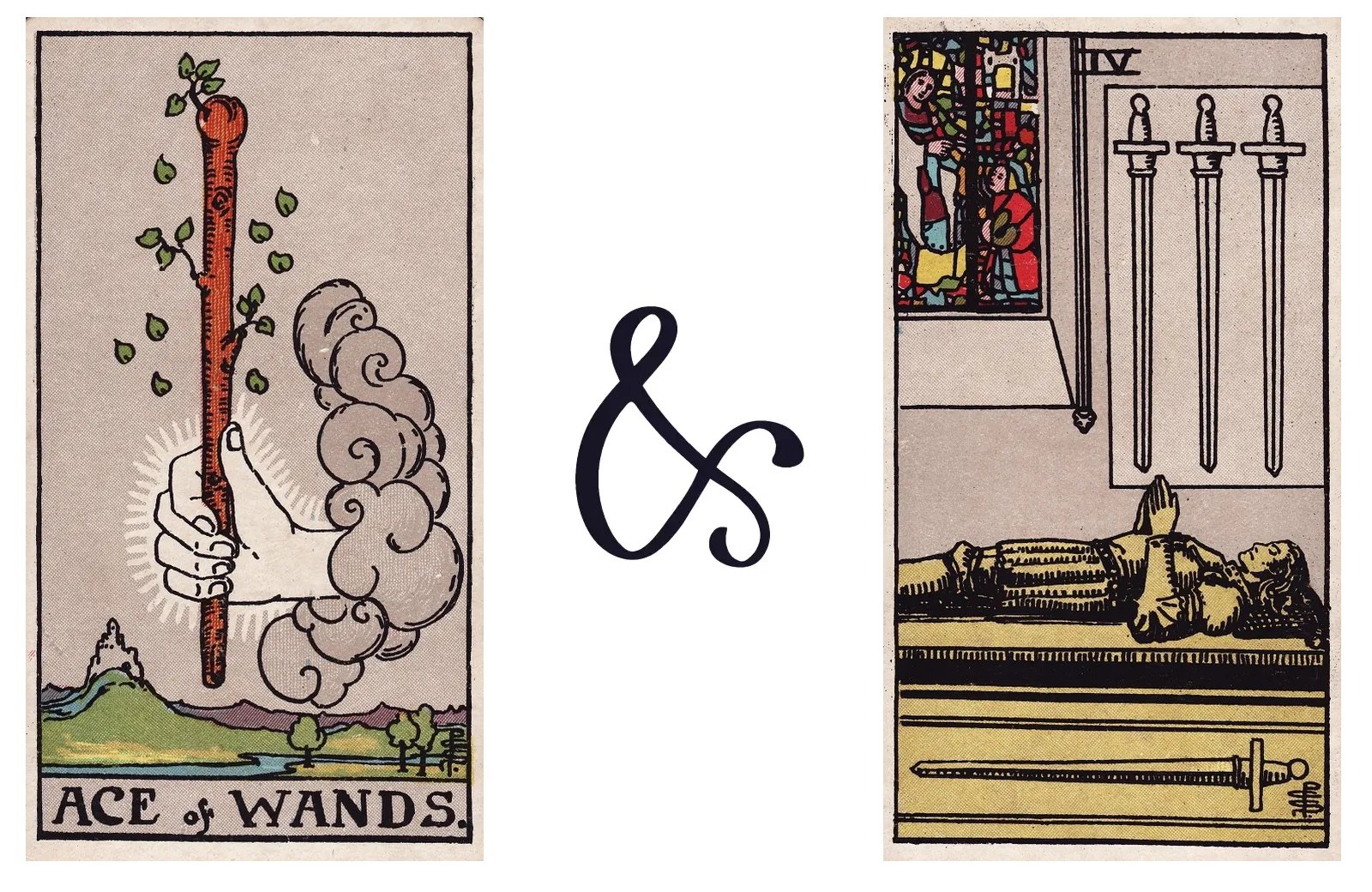 Ace of Wands and Four of Swords