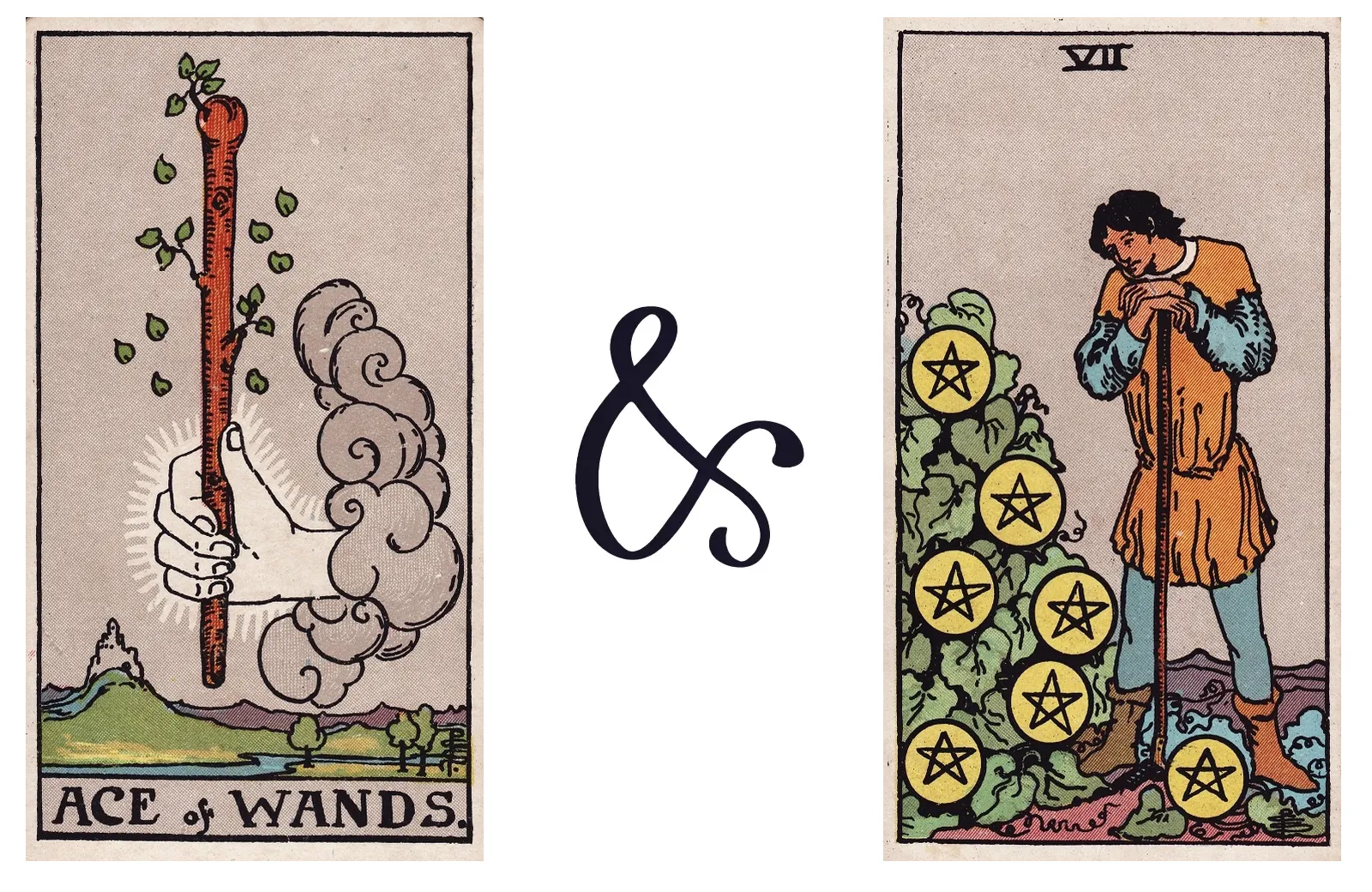 Ace of Wands and Seven of Pentacles
