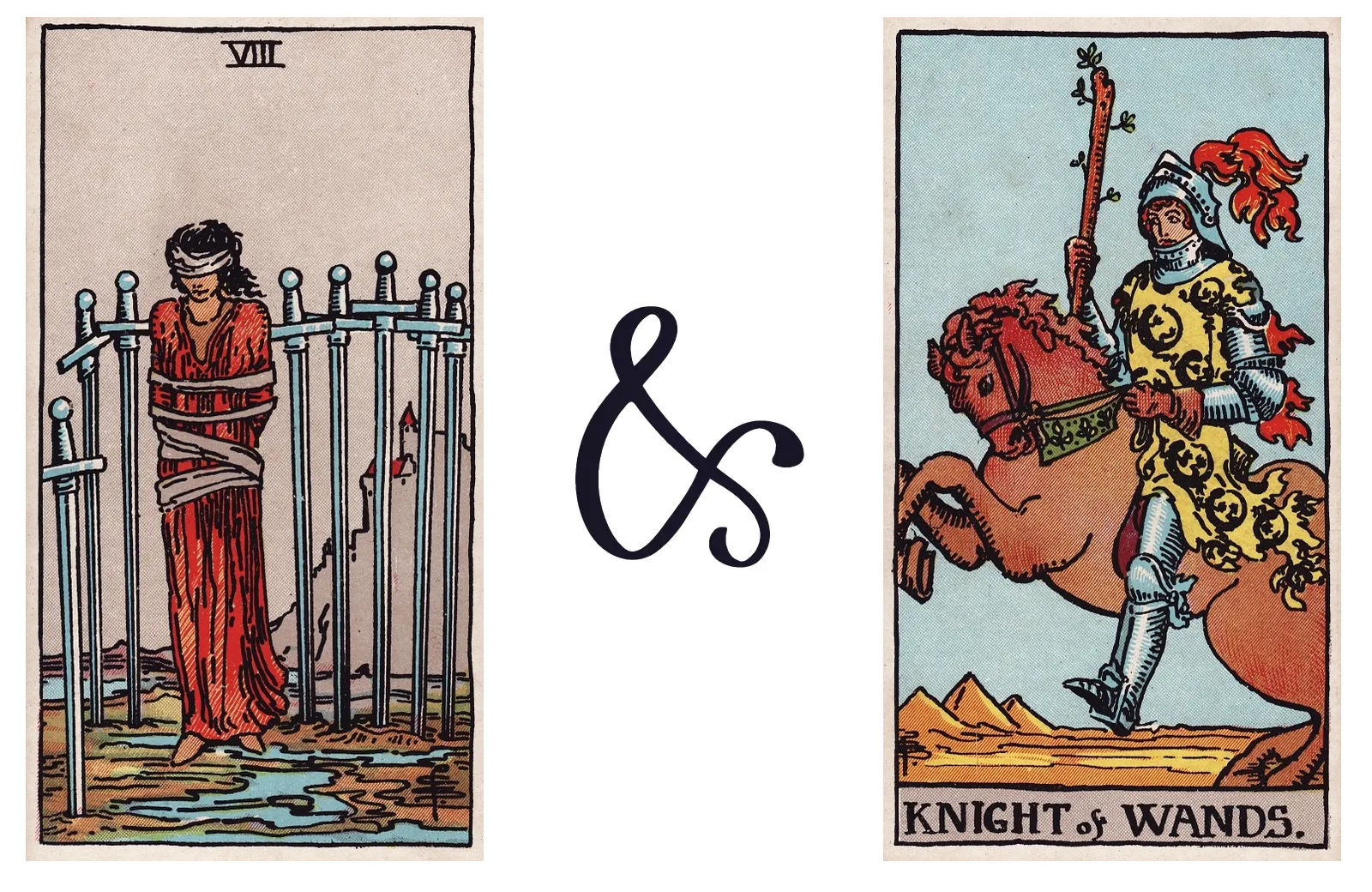 Eight of Swords and Knight of Wands