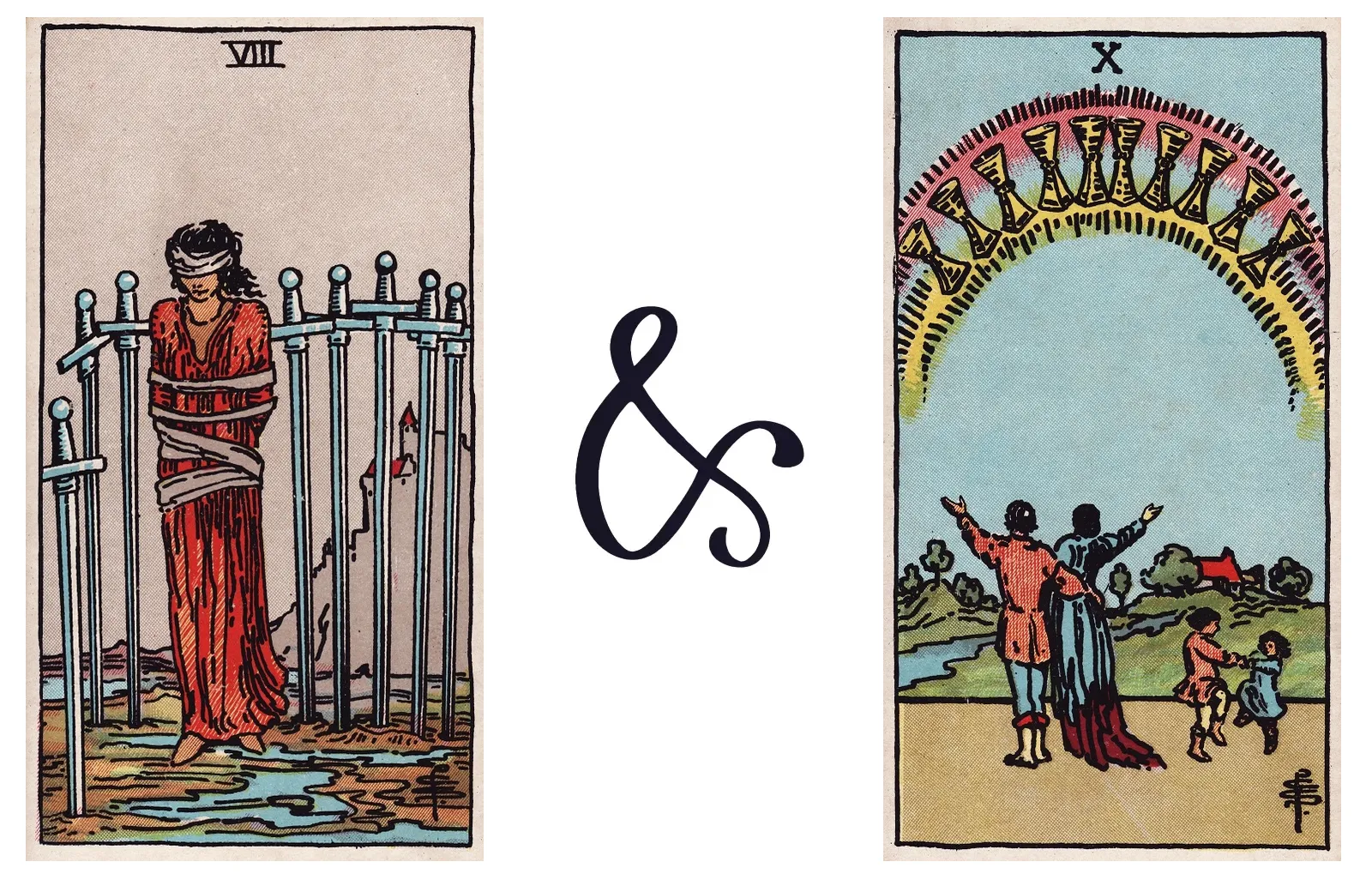 Eight of Swords and Ten of Cups