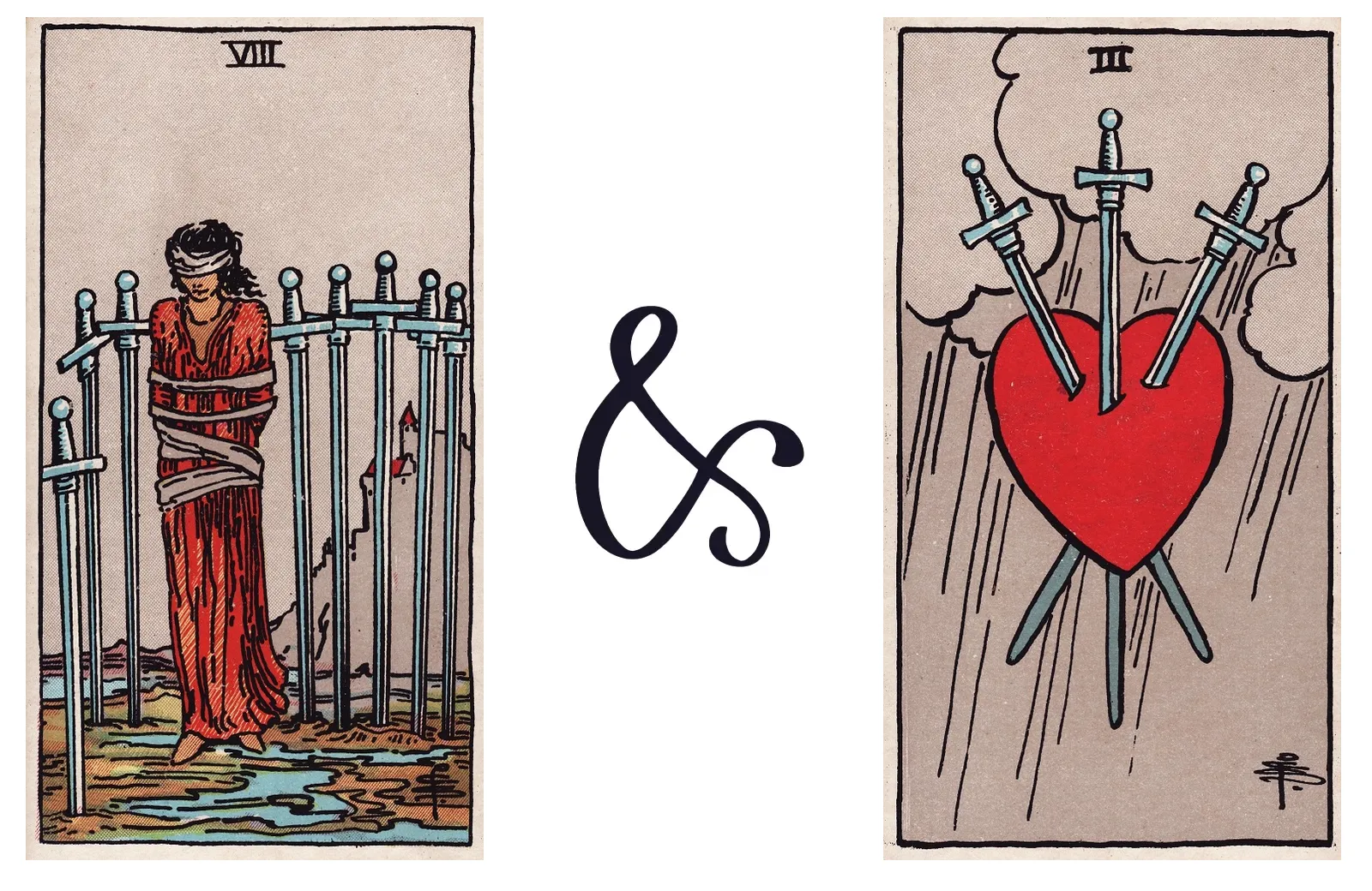 Eight of Swords and Three of Swords