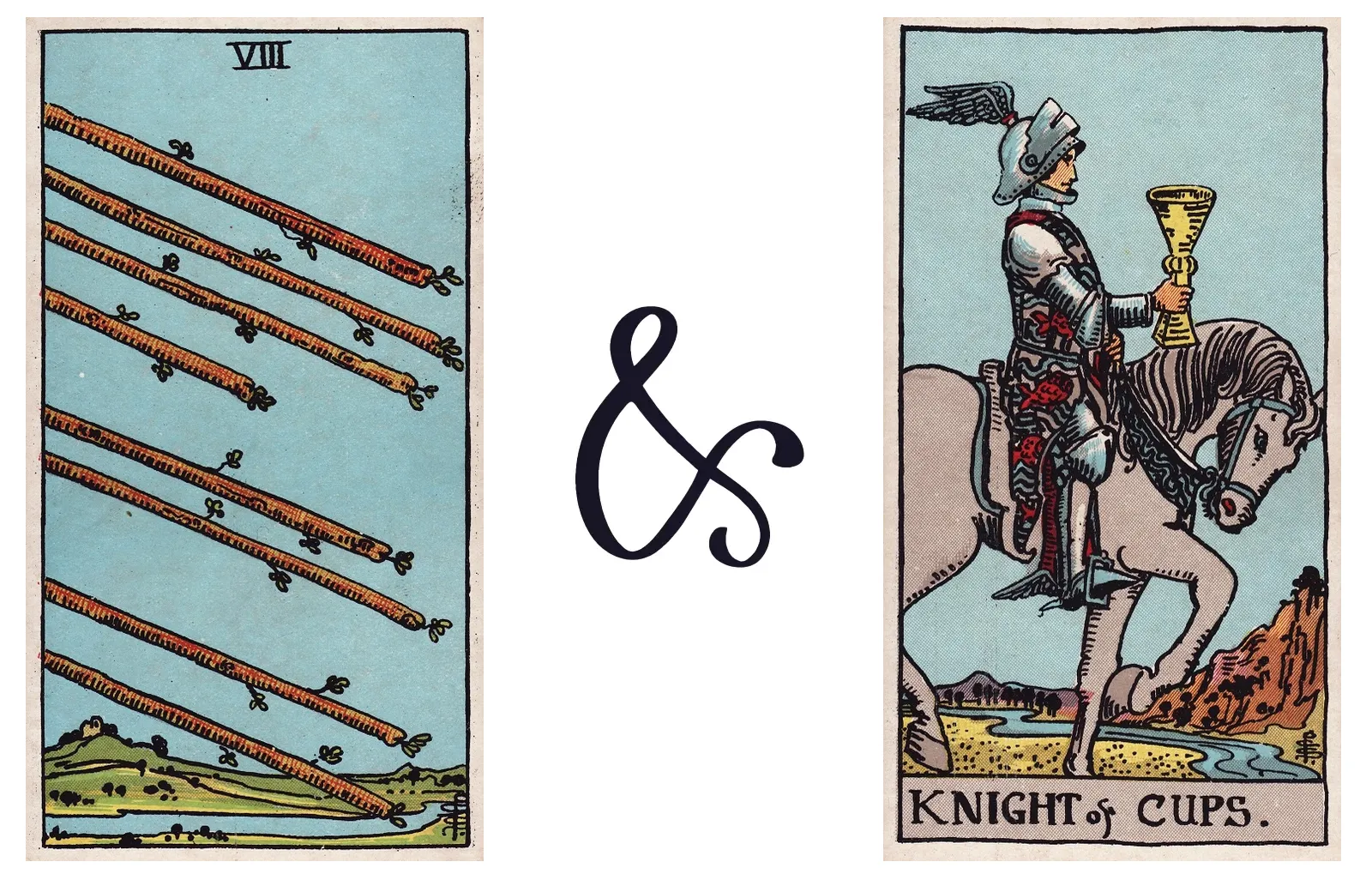 Eight of Wands and Knight of Cups