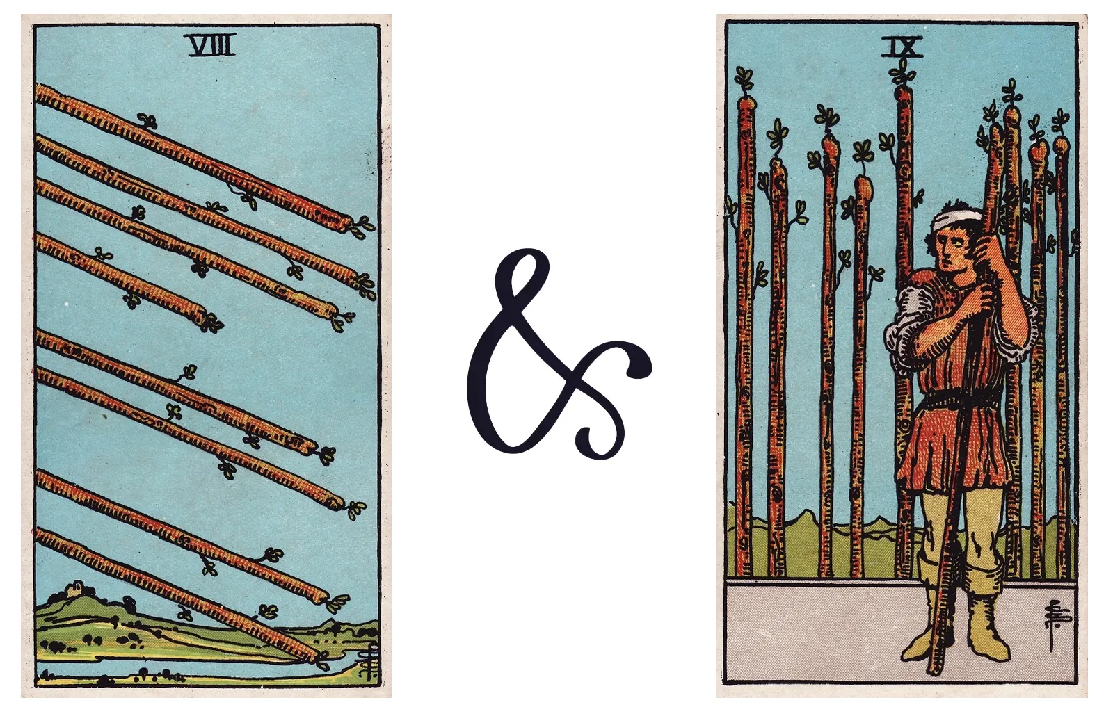 Eight of Wands and Nine of Wands