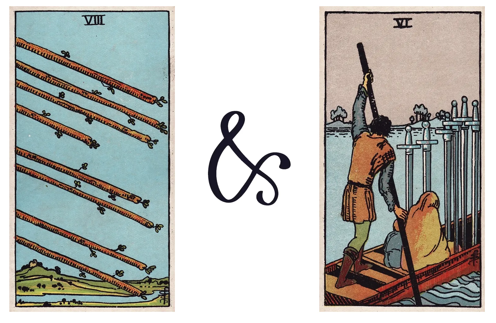 Eight of Wands and Six of Swords