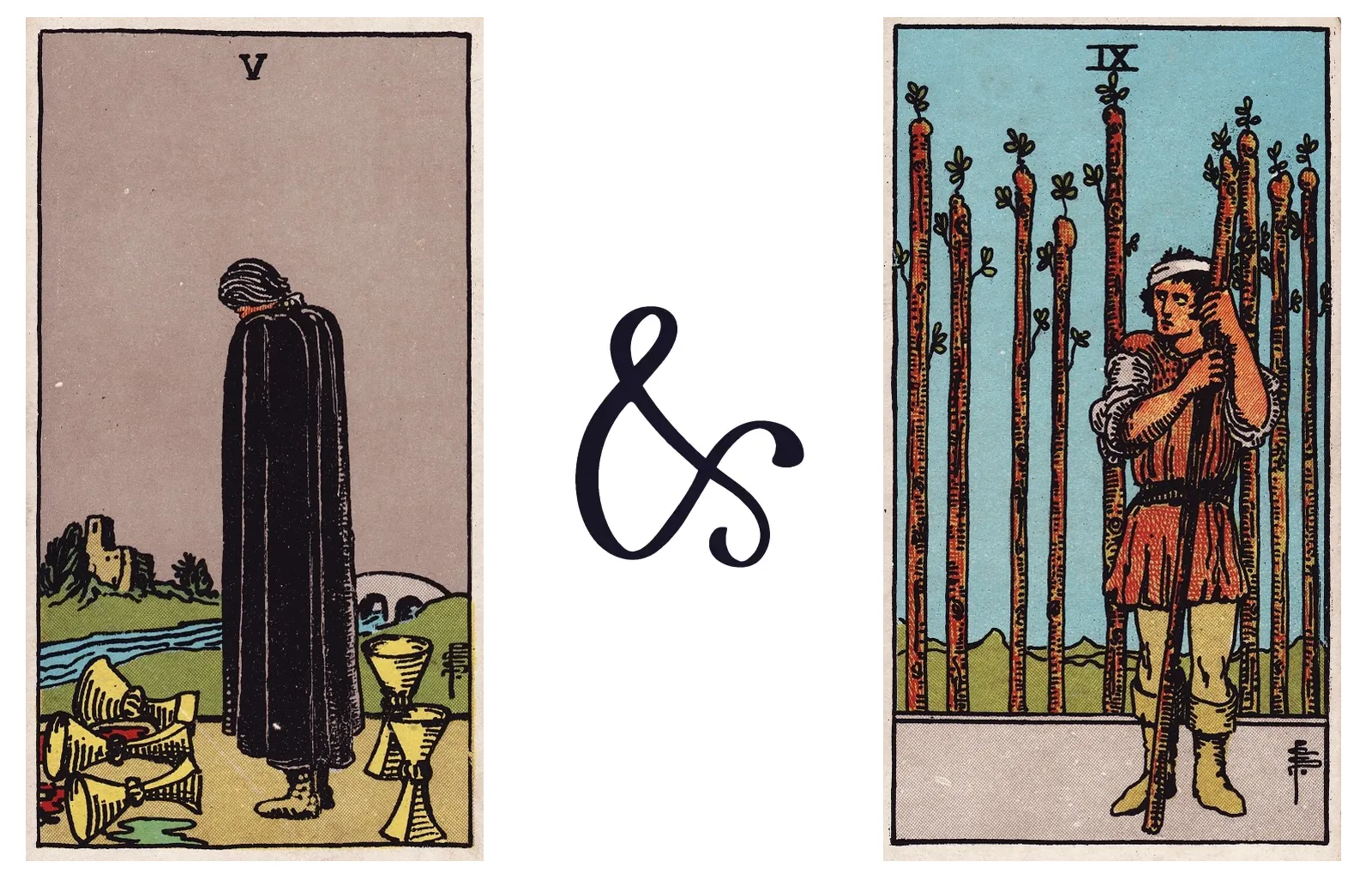 Five of Cups and Nine of Wands
