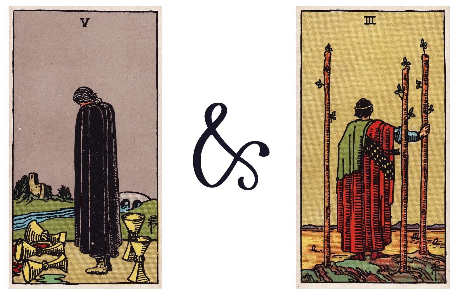 Five of Cups and Three of Wands