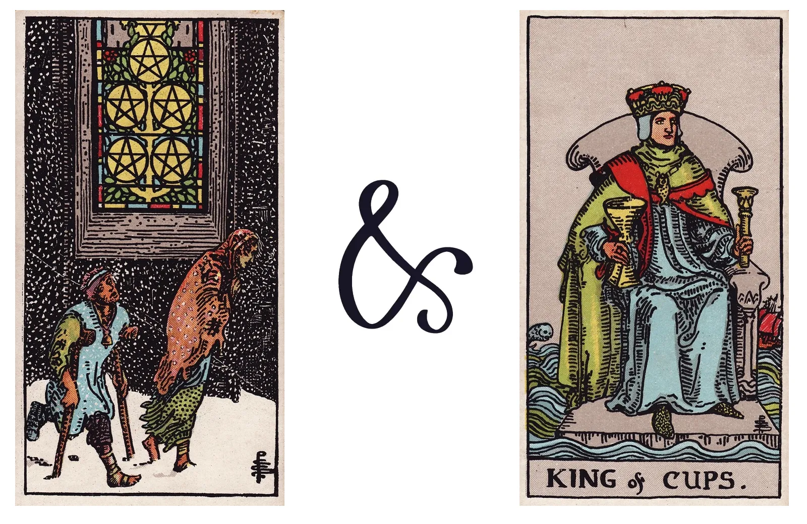 Five of Pentacles and King of Cups