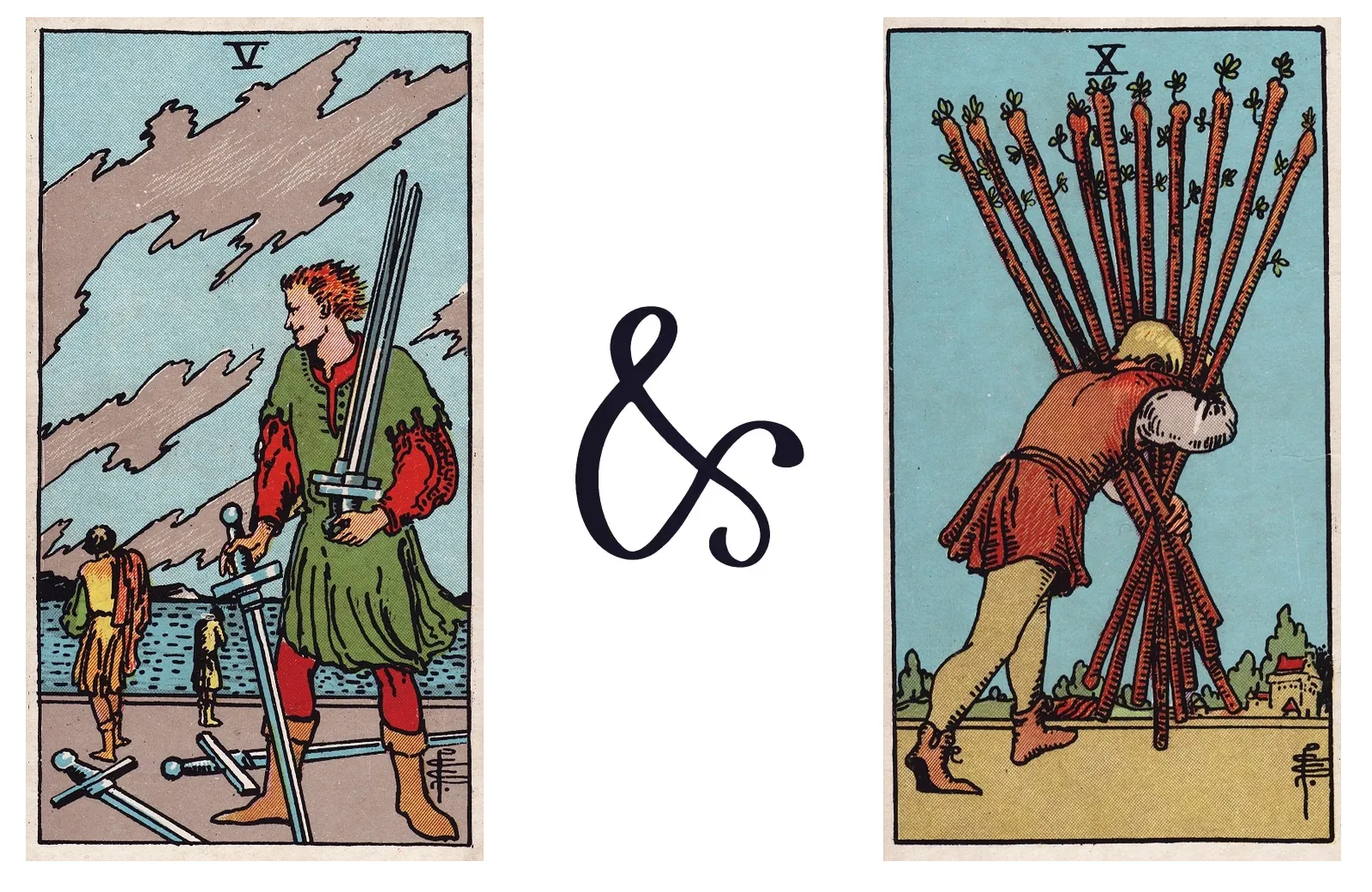 Five of Swords and Ten of Wands