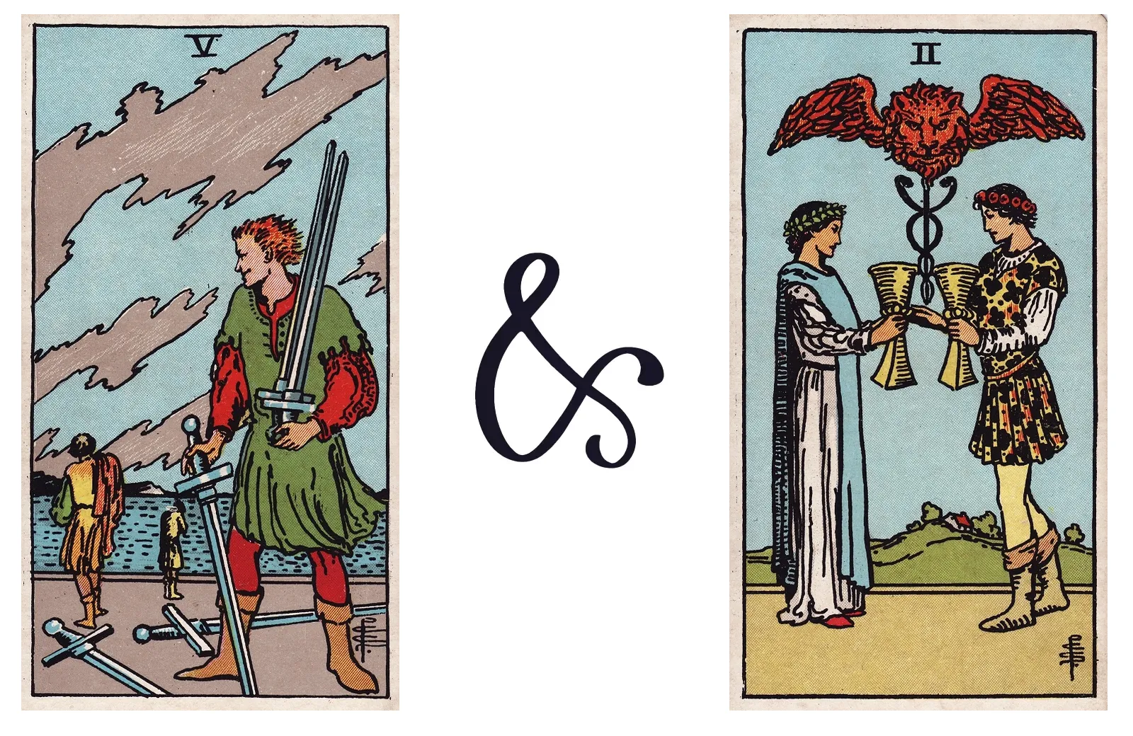 Five of Swords and Two of Cups