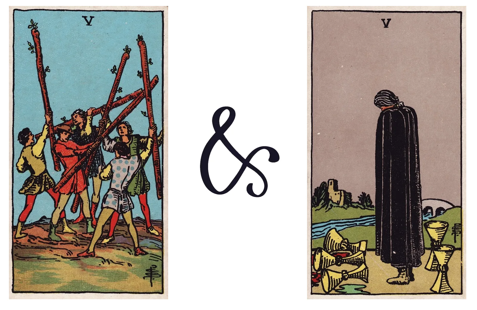 Five of Wands and Five of Cups