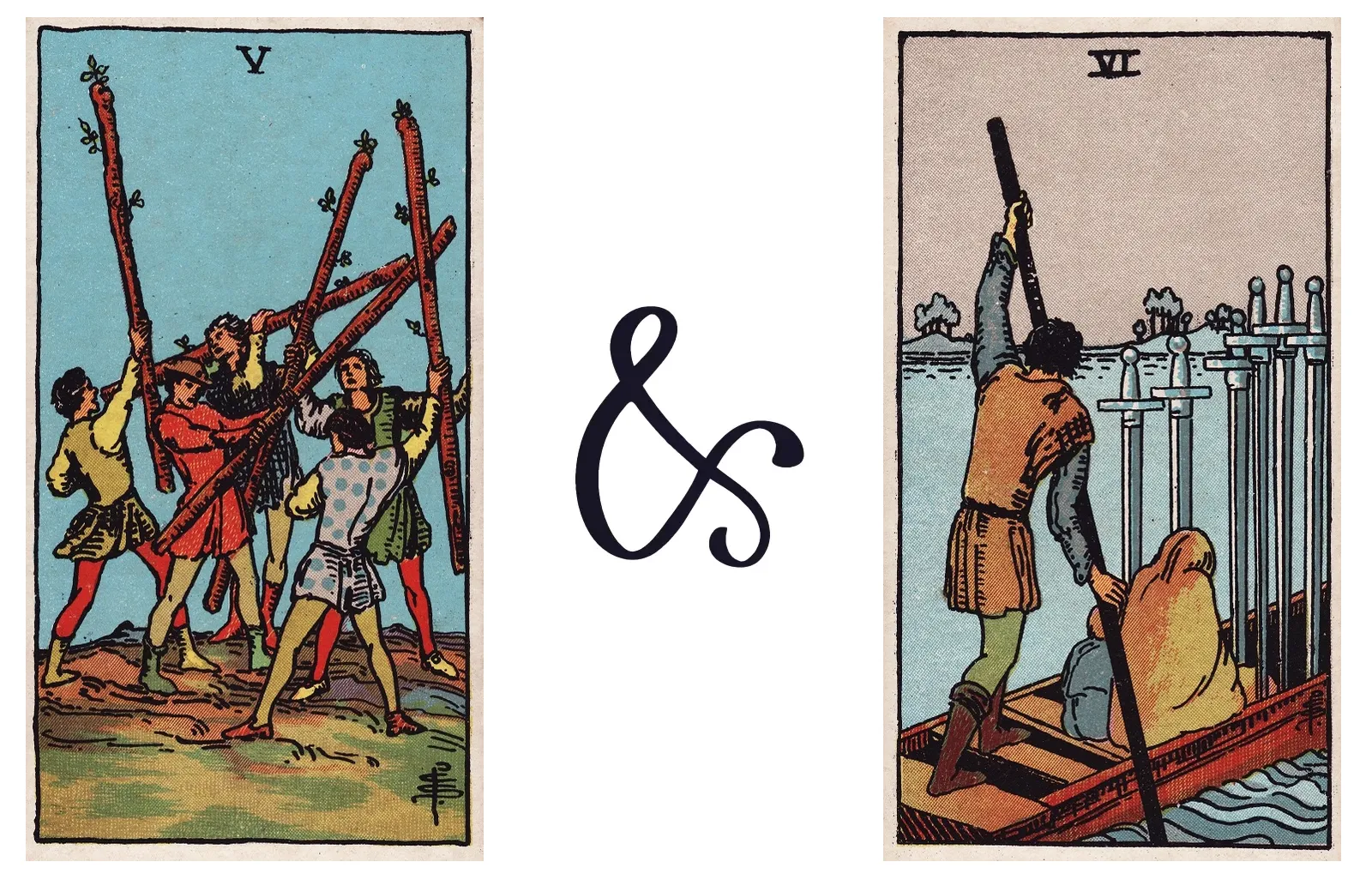 Five of Wands and Six of Swords