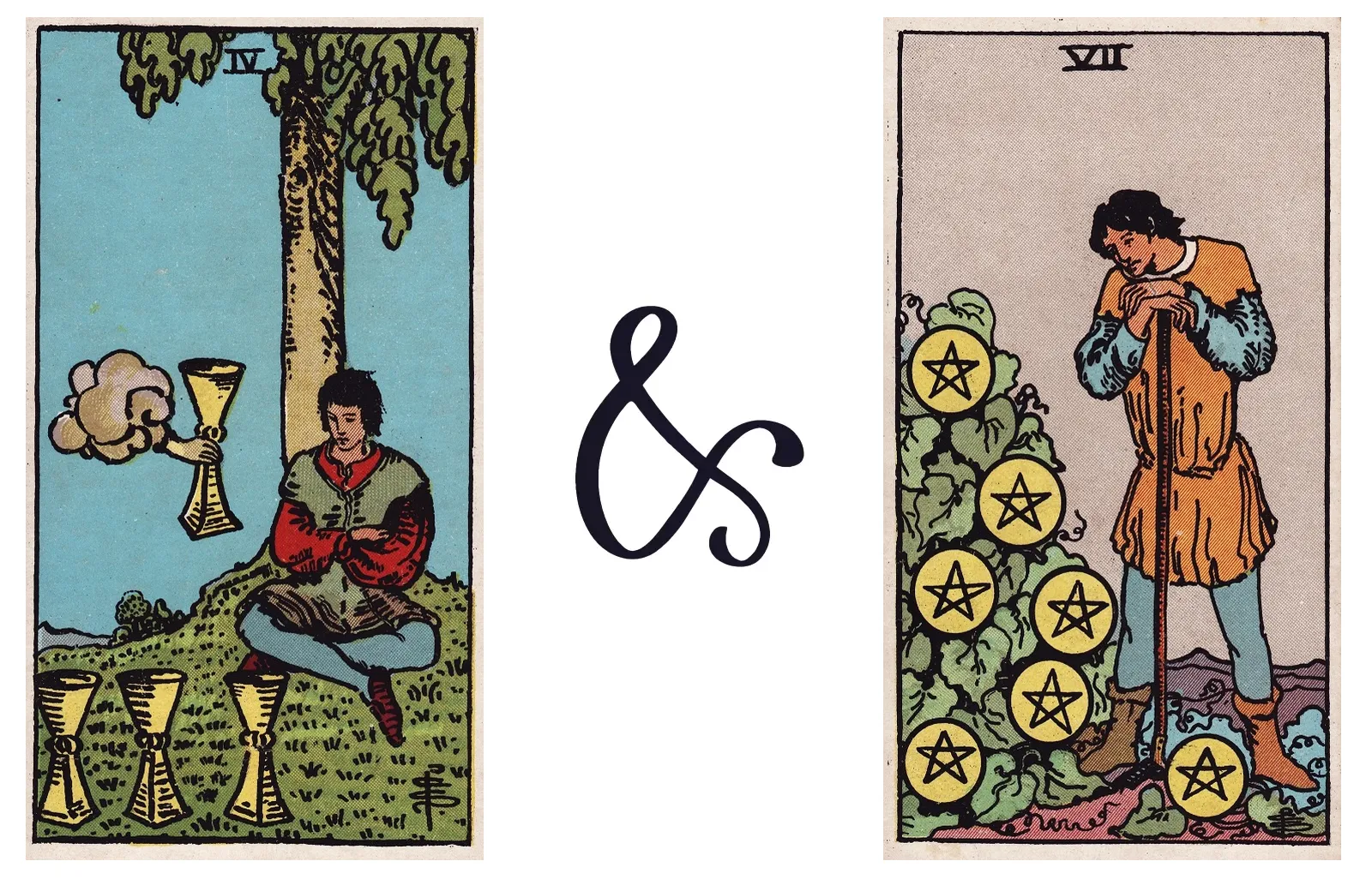 Four of Cups and Seven of Pentacles