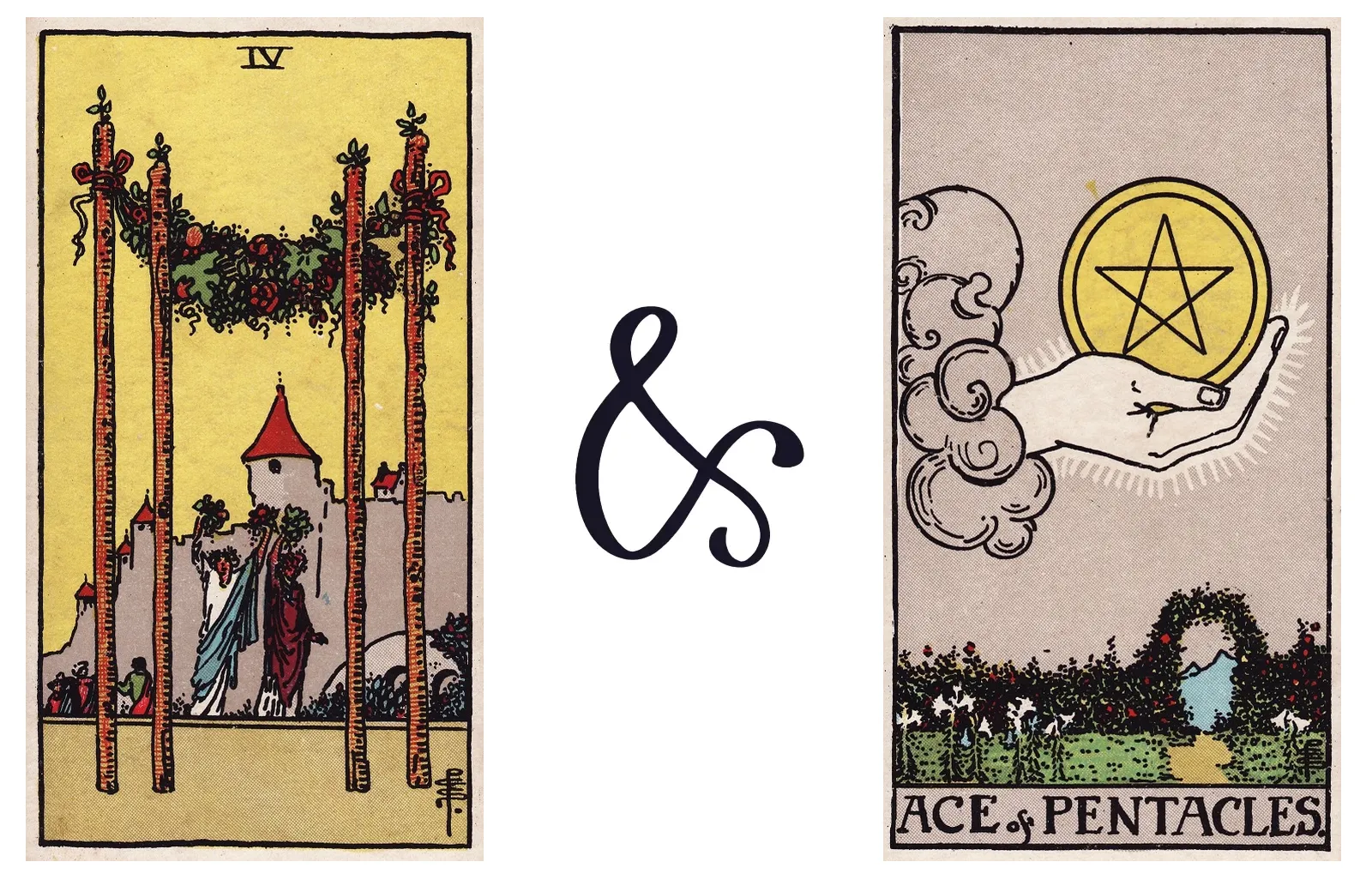 Four of Wands and Ace of Pentacles