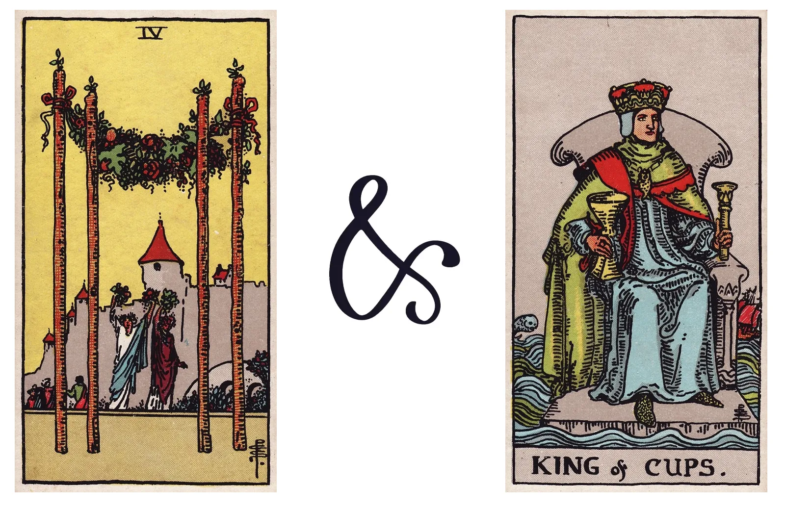 Four of Wands and King of Cups