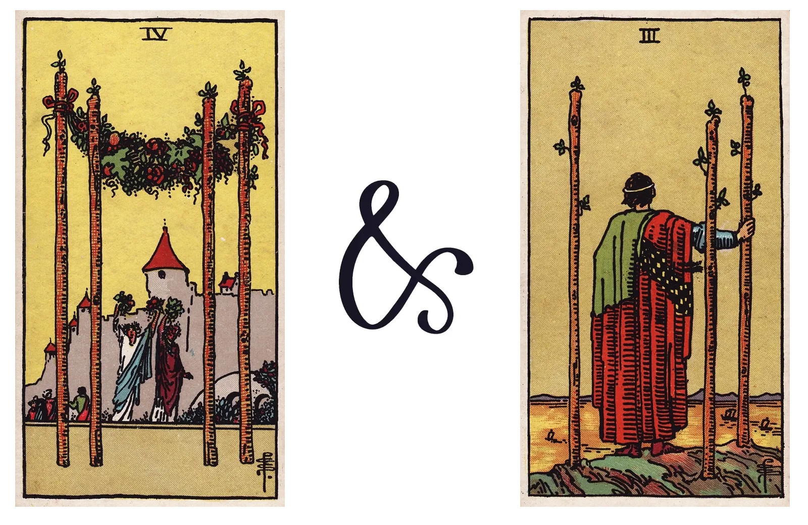 Four of Wands and Three of Wands