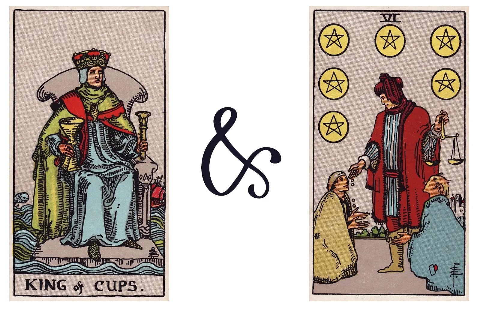 King of Cups and Six of Pentacles