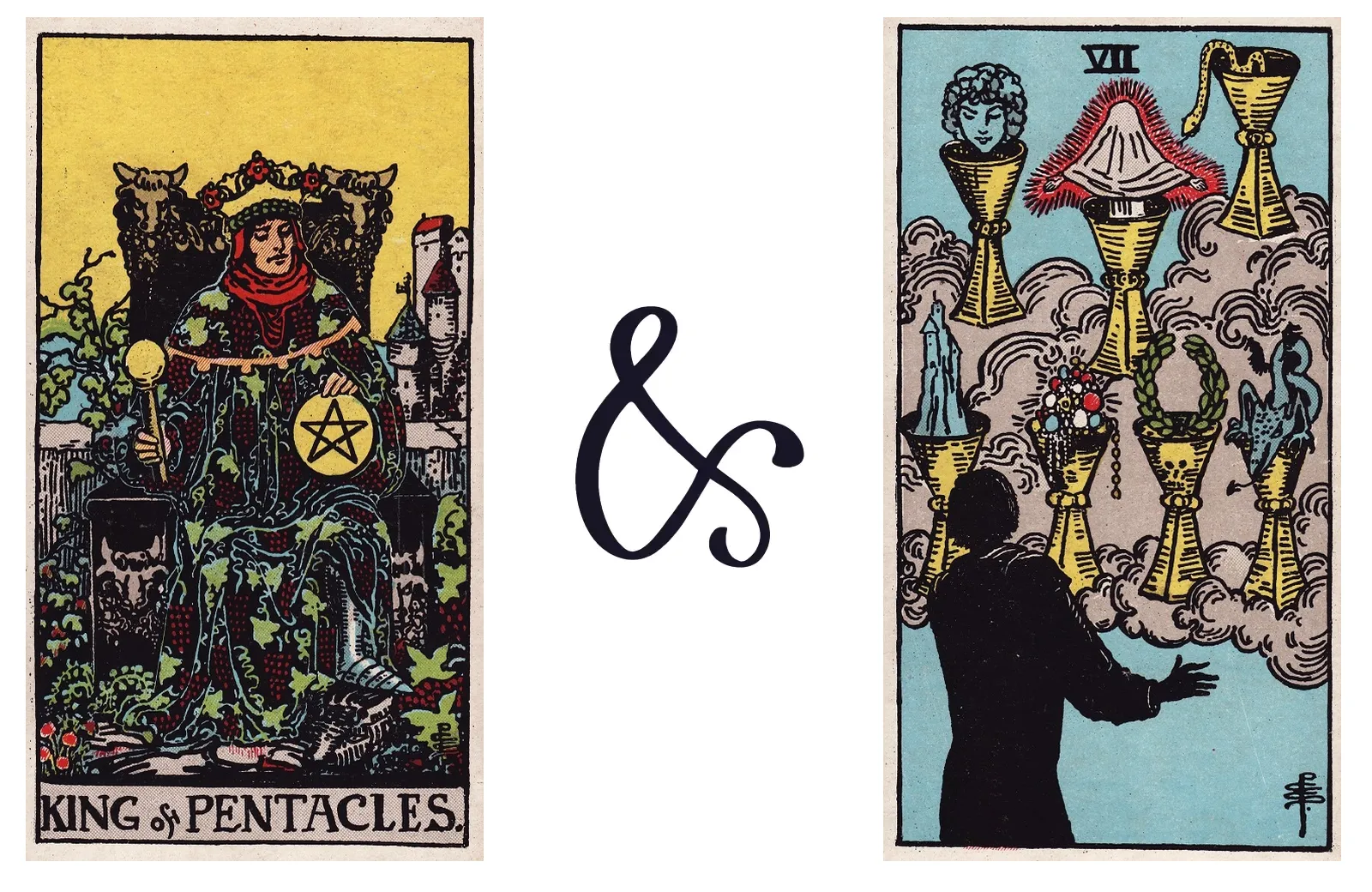 King of Pentacles and Seven of Cups