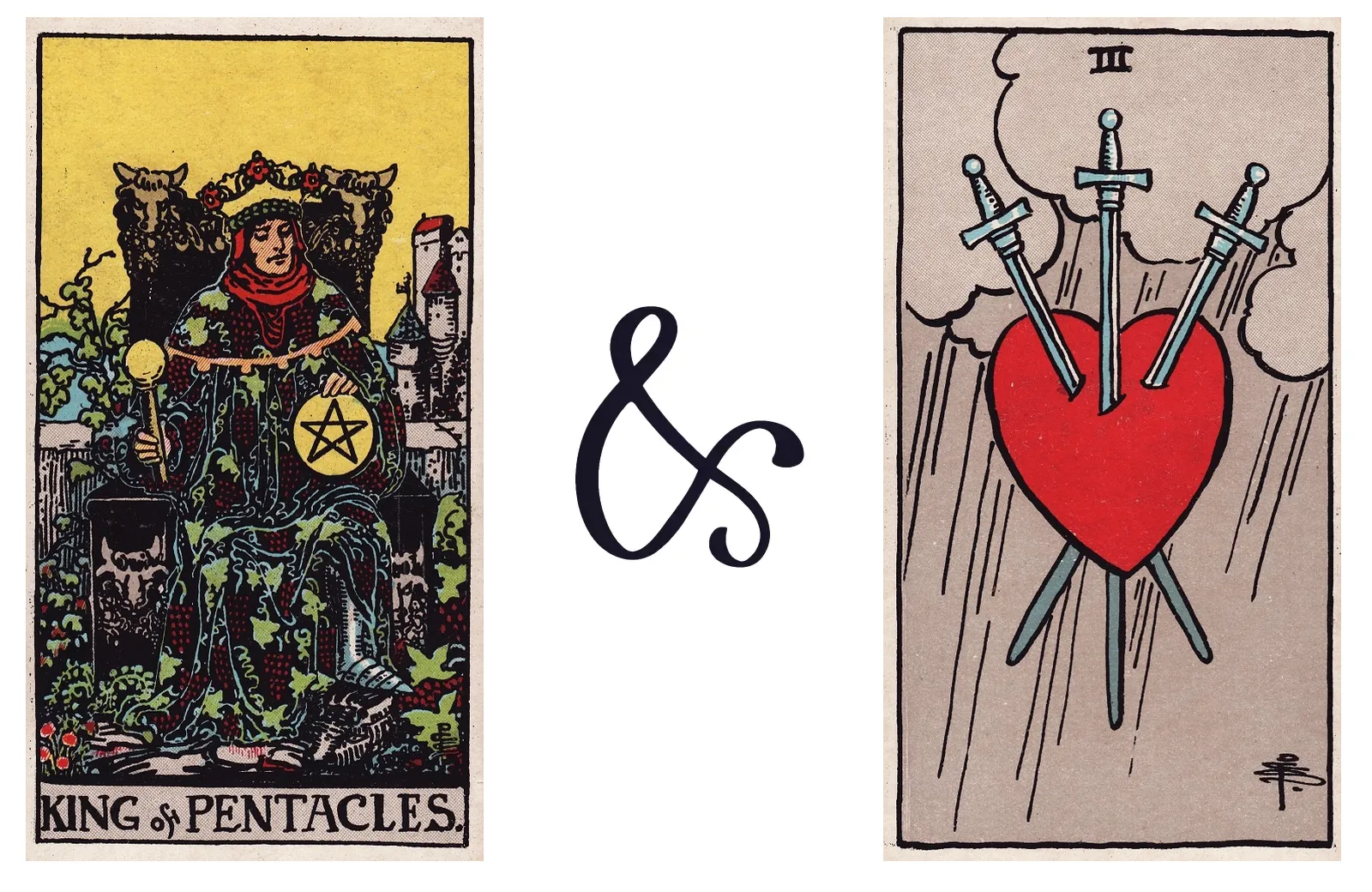 King of Pentacles and Three of Swords