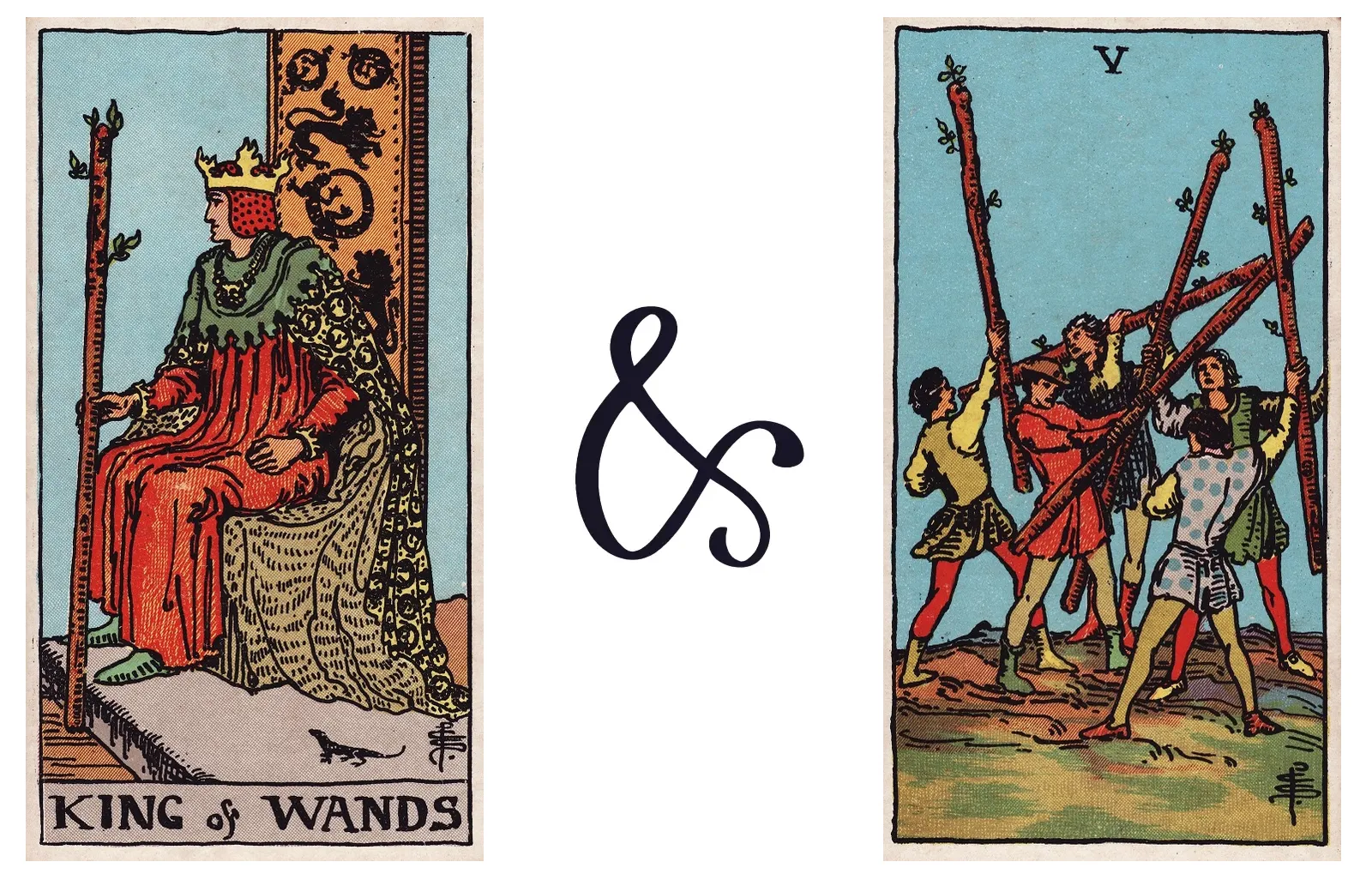 King of Wands and Five of Wands