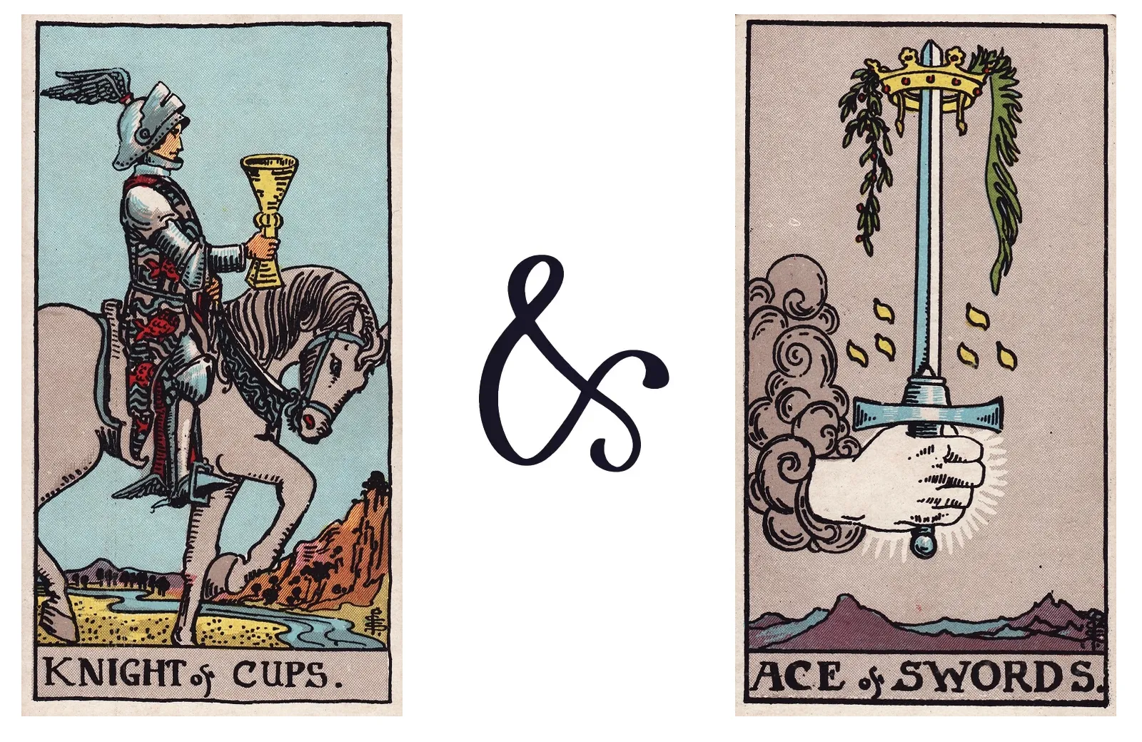 Knight of Cups and Ace of Swords