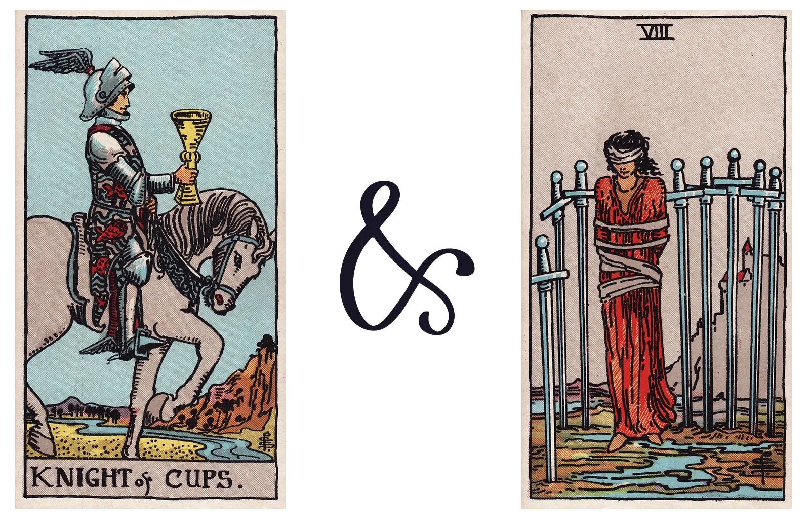 Knight of Cups and Eight of Swords