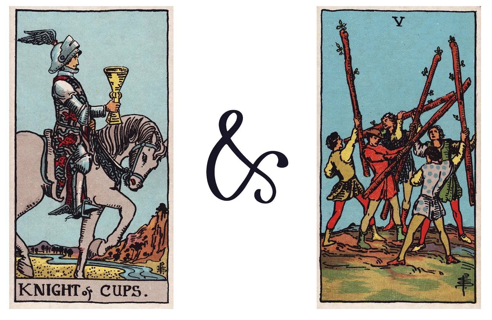 Knight of Cups and Five of Wands