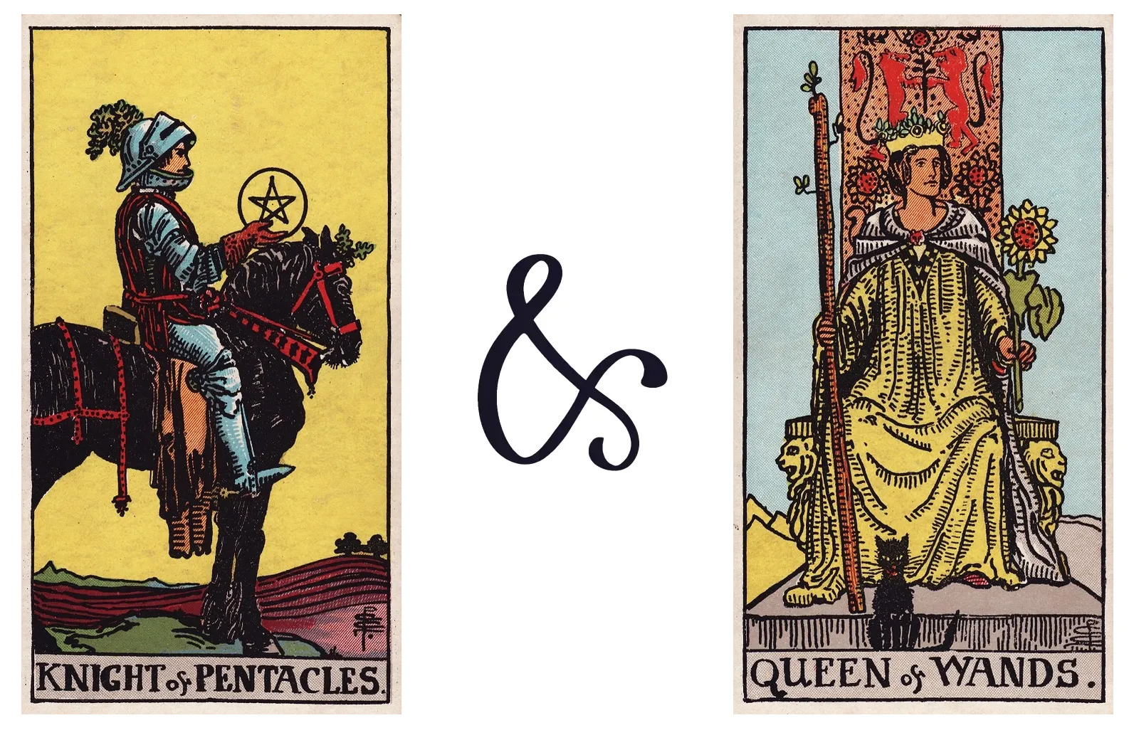 Knight of Pentacles and Queen of Wands