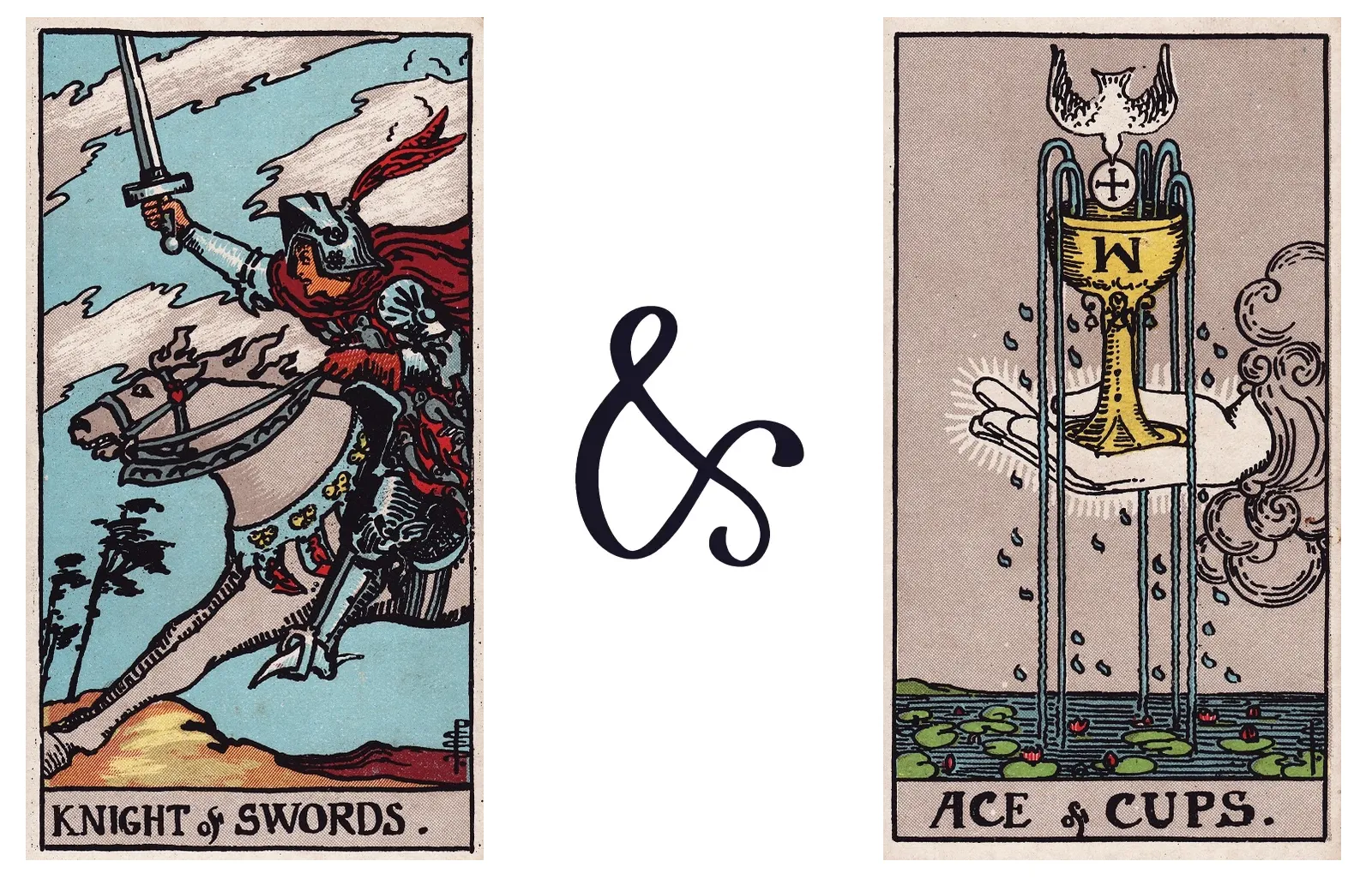 Knight of Swords and Ace of Cups