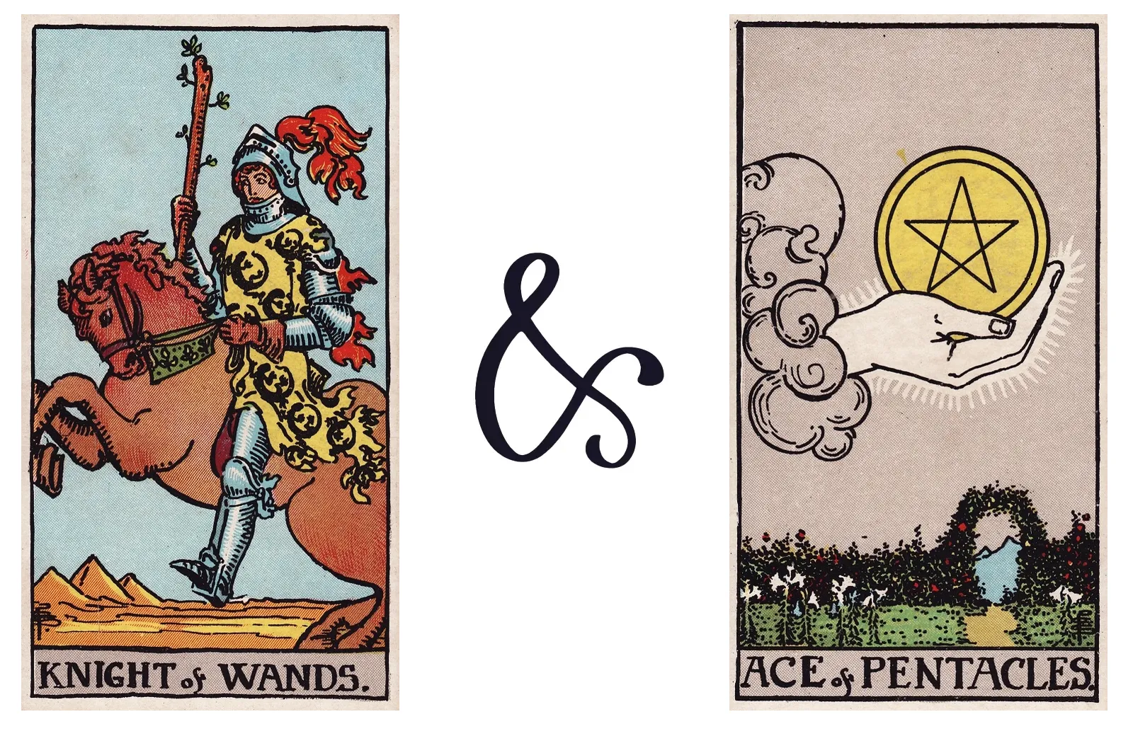 Knight of Wands and Ace of Pentacles