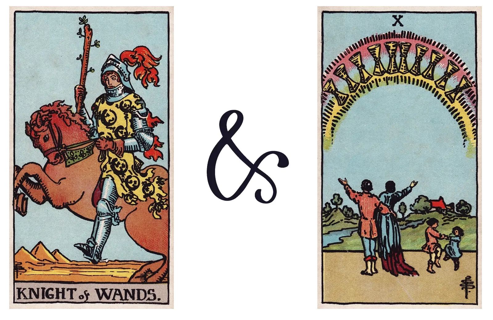 Knight of Wands and Ten of Cups