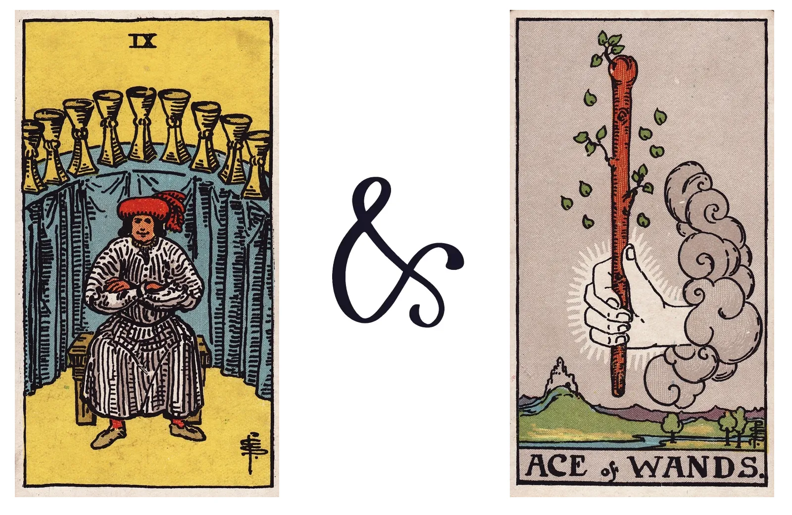 Nine of Cups and Ace of Wands