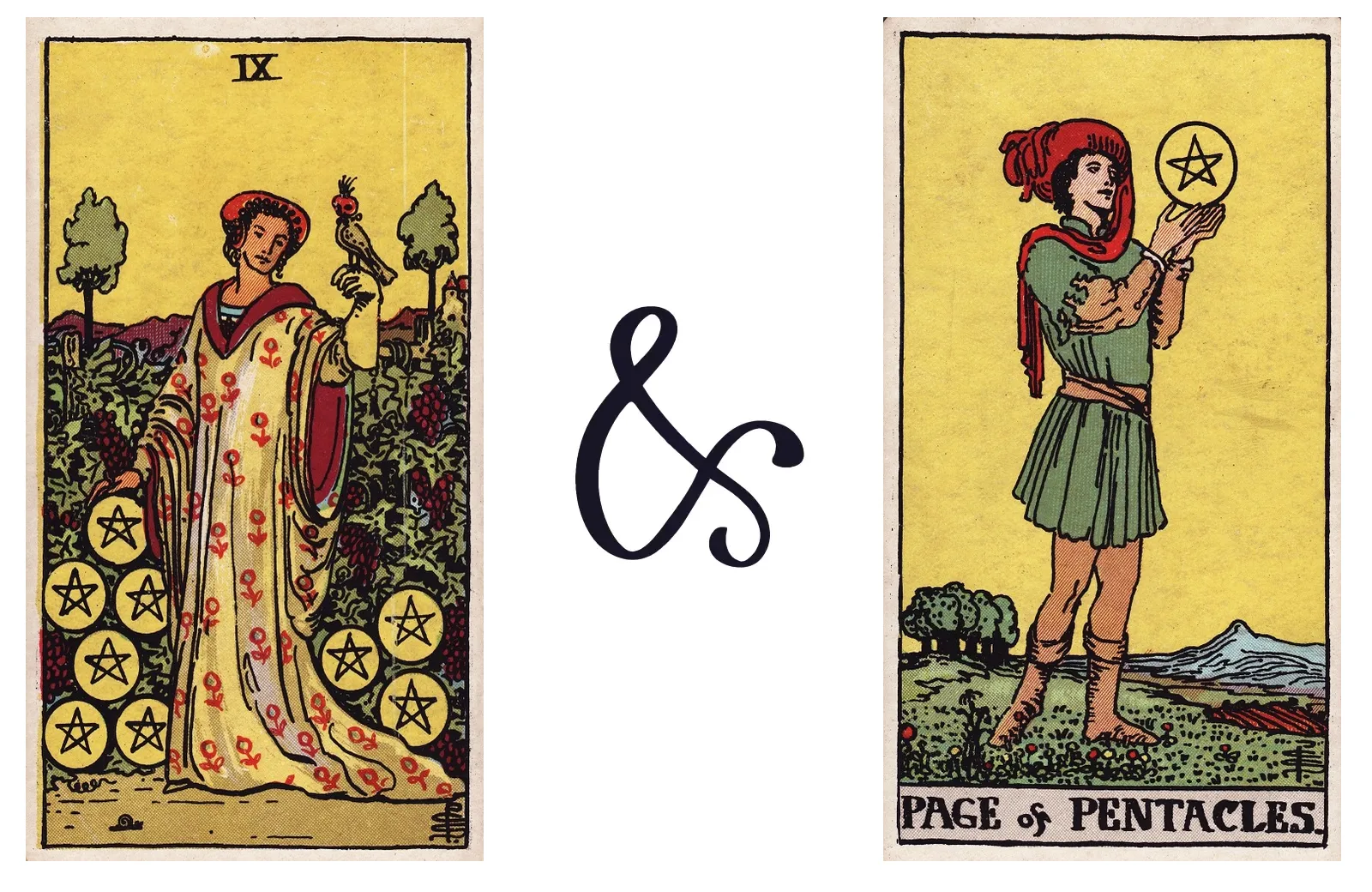 Nine of Pentacles and Page of Pentacles
