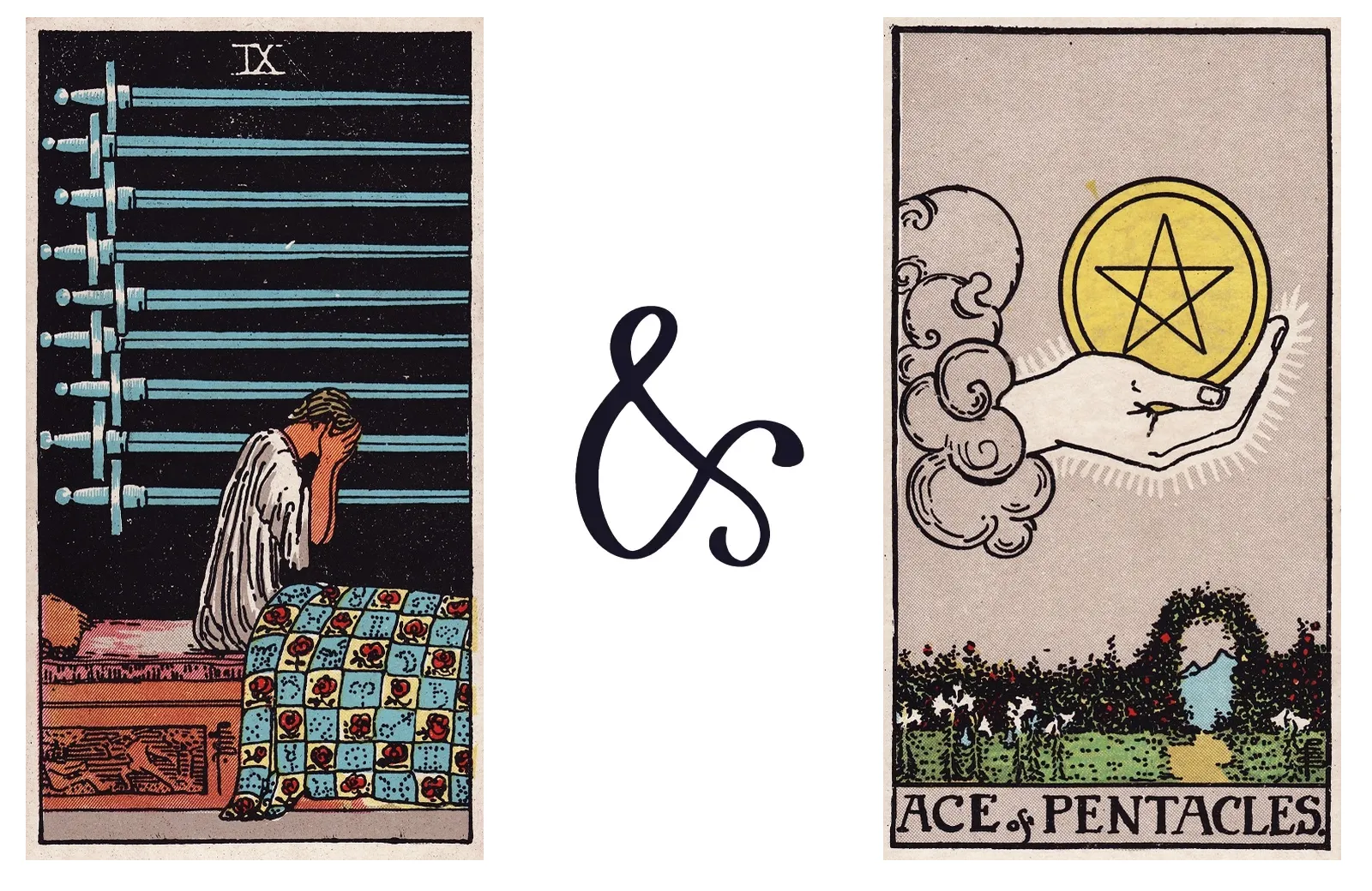Nine of Swords and Ace of Pentacles