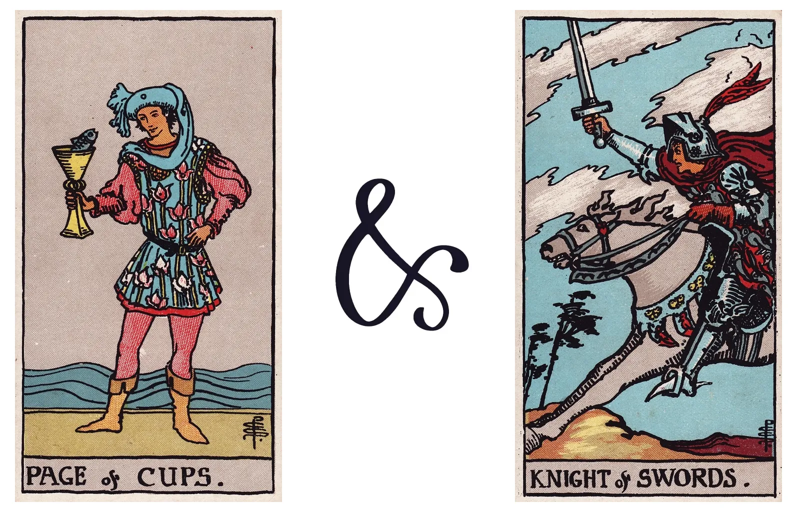 Page of Cups and Knight of Swords