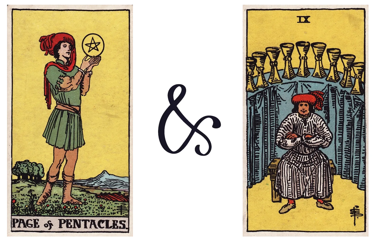 Page of Pentacles and Nine of Cups