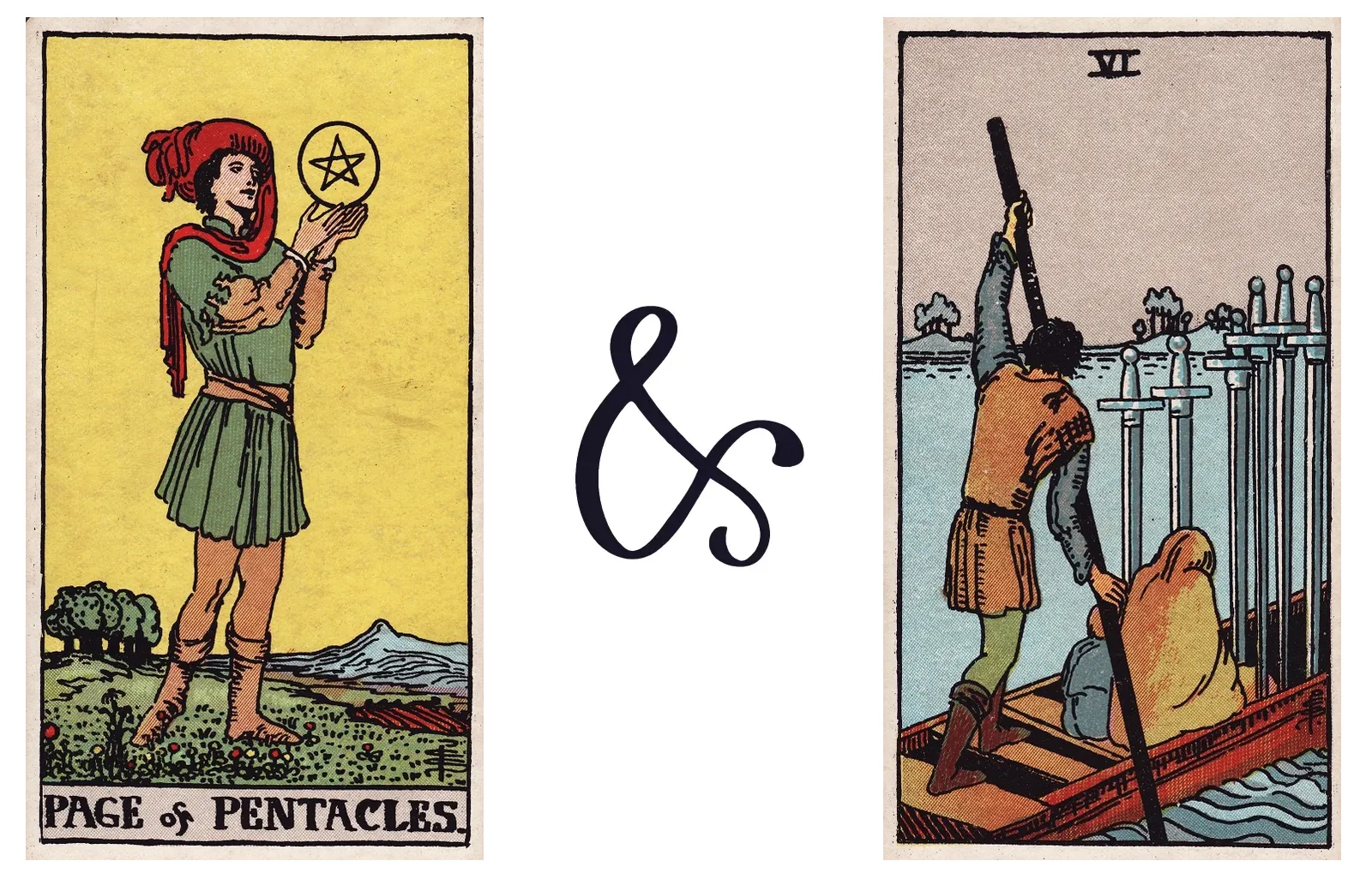 Page of Pentacles and Six of Swords