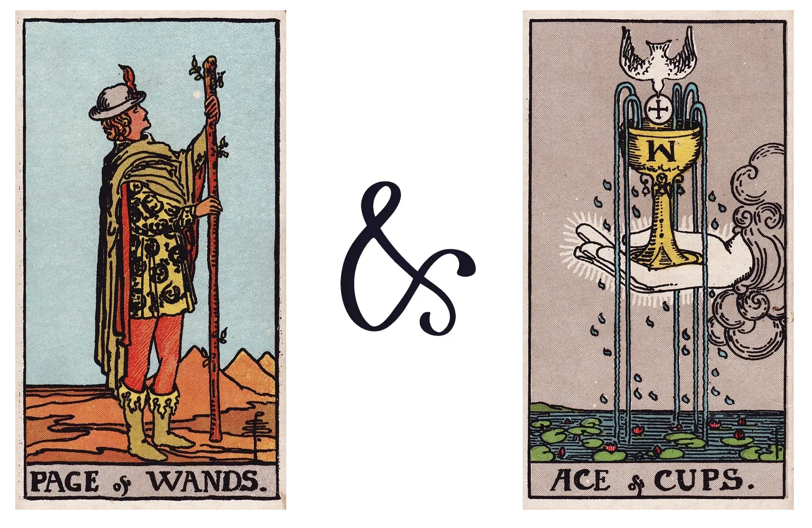 Page of Wands and Ace of Cups