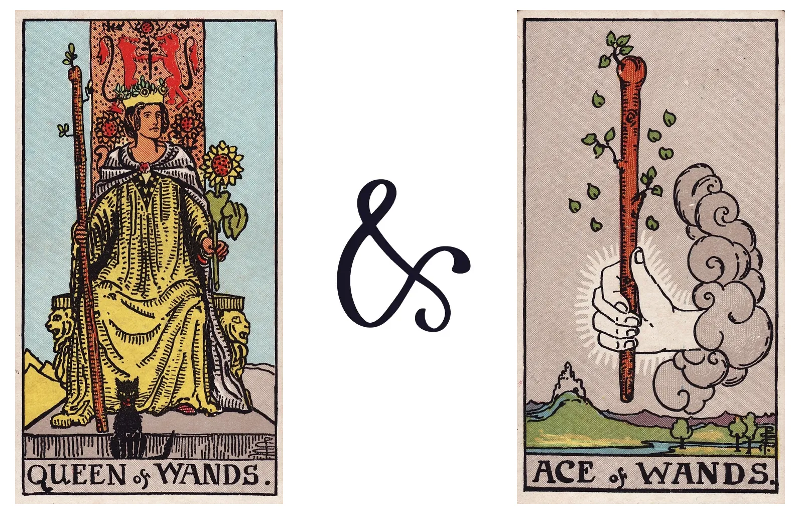 Queen of Wands and Ace of Wands